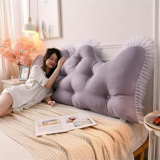 Sofa Bed Large Back Cushion, Removable Watching TV Gaming Room Headboard Support Reading Cushion Solid Color Wedge Pillow Bed Rest Pillows(Grey,90cm)