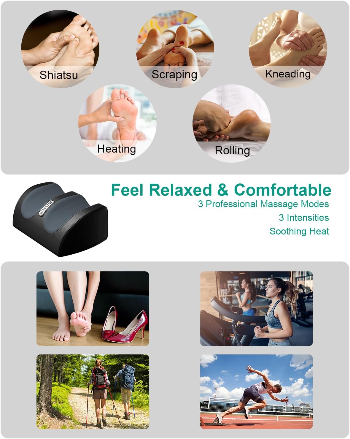 Shiatsu Foot Massager with Heat, FSA Eligible HSA Foot Massager for Foot Massage and Calf Massage, Foot and Calf Massager with Roller, Gifts for Mom & Dad, Valentines Day Gifts