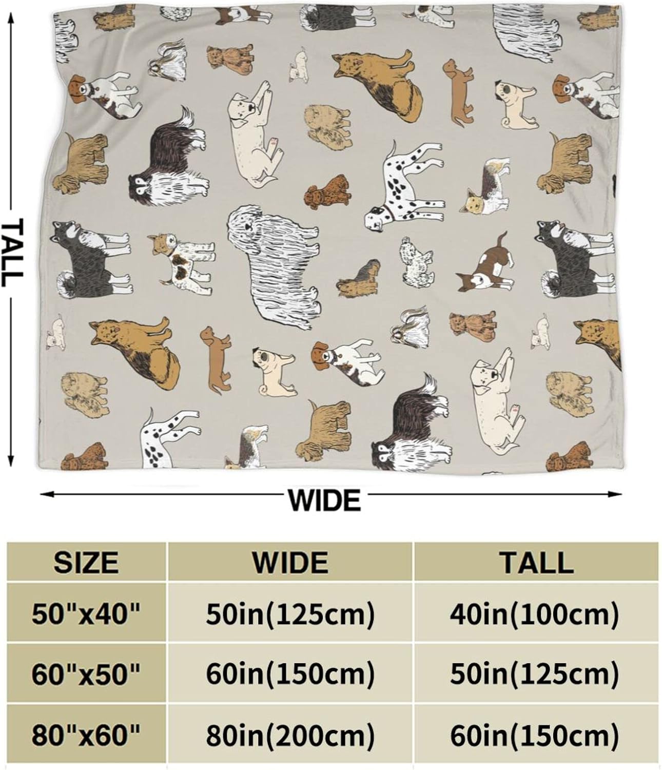 Perinsto Cute Dogs Animal Throw Blanket Ultra Soft Warm All Season Decorative Fleece Blankets for Bed Chair Car Sofa Couch Bedroom 50"X40"