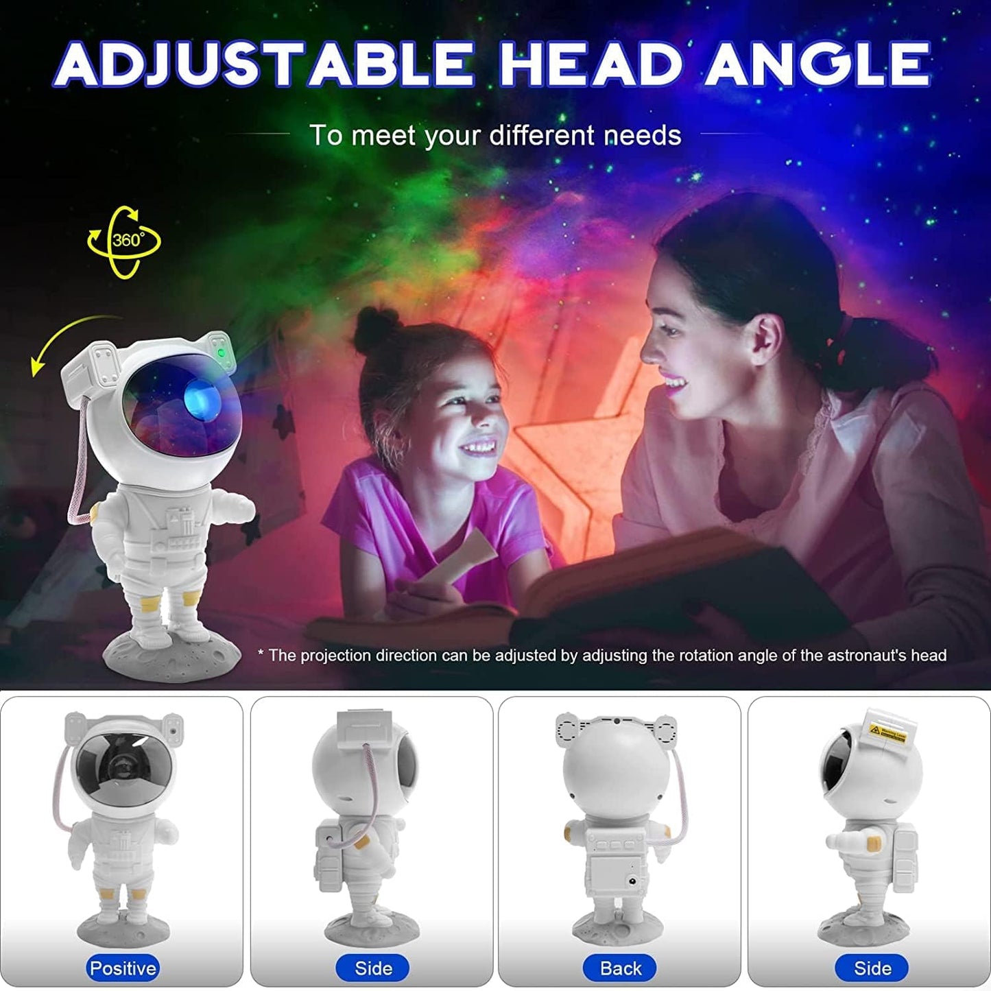 SFOUR Astronaut Galaxy Projector, Star Projector Night Light with Remote Control & Timer, 360° Rotatable Head, 8 Nebula Effects, Adjustable Brightness for Kids Bedroom, Home Party Decor, Birthday Gift