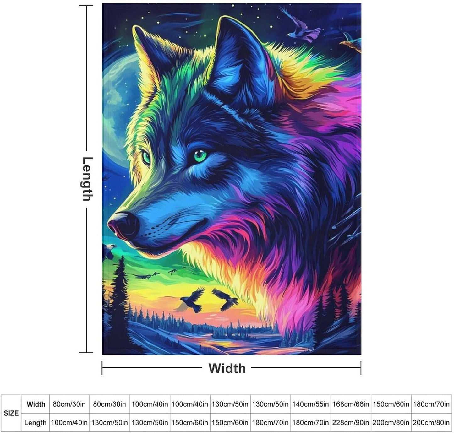 Wolf Throw Blanket for Couch Bed Plush Cozy Fuzzy Flannel Blanket for All Season 66"x90"