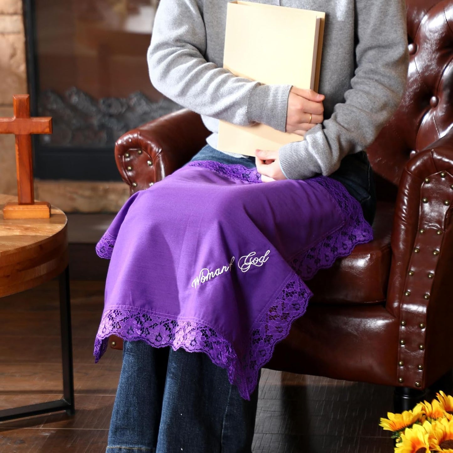 6 Pack 23'' Women Christian Gift Bulk Lap Scarf Ladies Handkerchiefs Church Religious Satin Handkerchief Gift for Mom