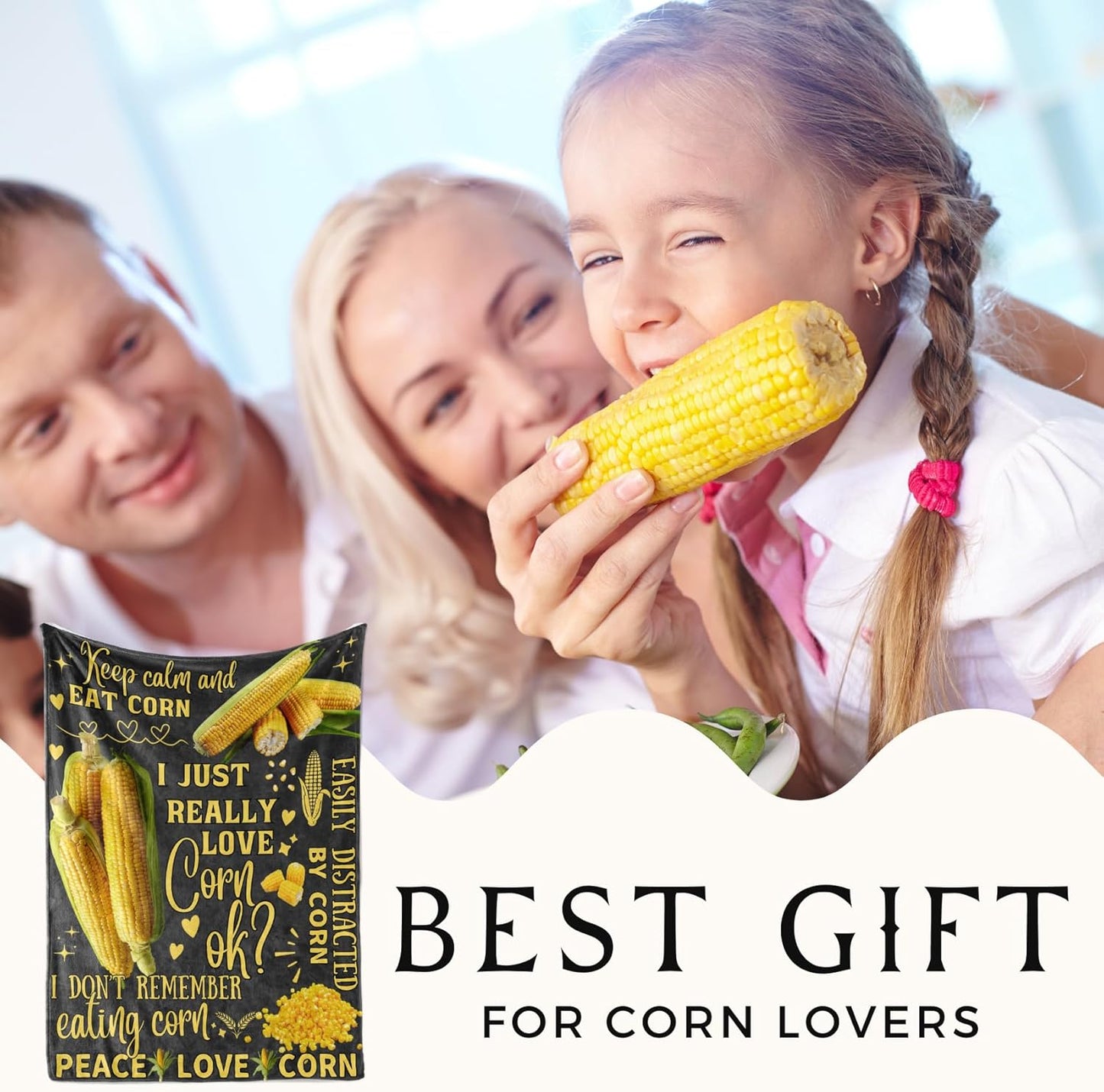 Funny Corn Gifts for Corn Lovers, Best Unique Corn Flannel Throw Blanket 50 x 65 inch, Skin Friendly, Novelty Corn Lover Gifts