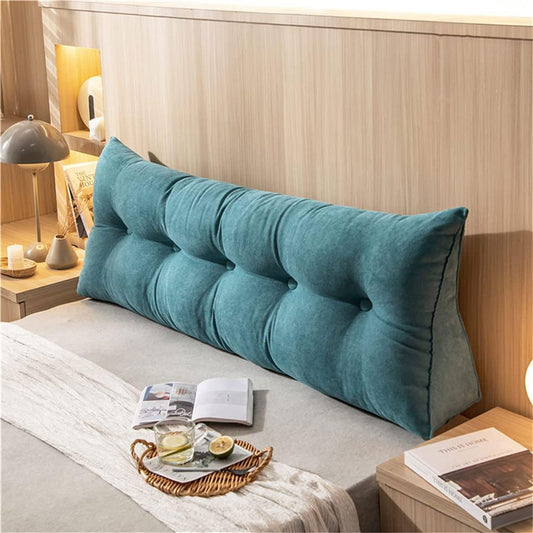Reading Large Headboard Backrest Triangular Pillow Positioning Support Wedge Pillow for Bed Bolster Sofa Tatami Removable(Size:150x20x45cm(59x7.8x17.8),Color:Blue)