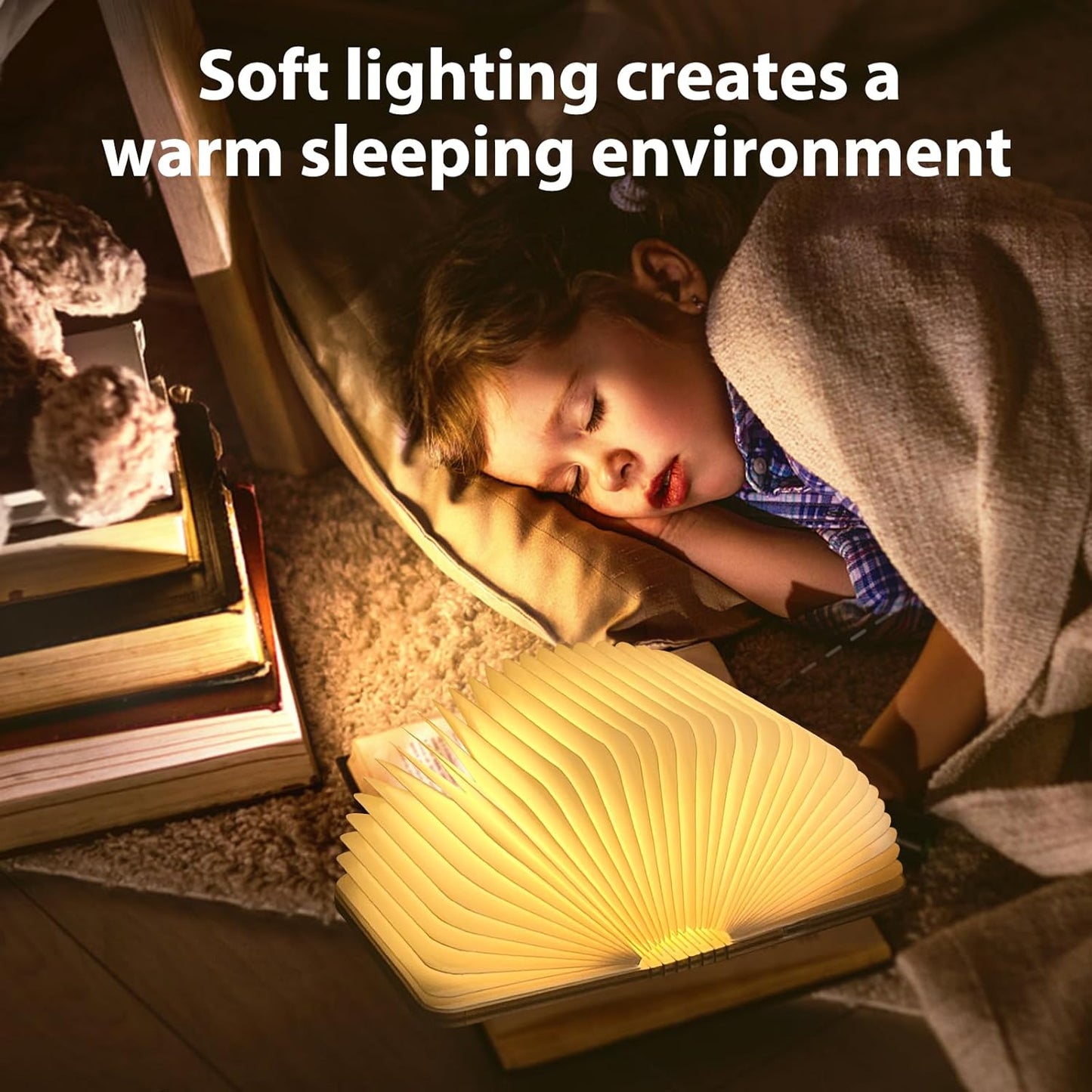 Wooden Book Light, Book Lovers Gifts, Foldable Book lamp for Christmas Gift, Home and Office Decoration Gift idea