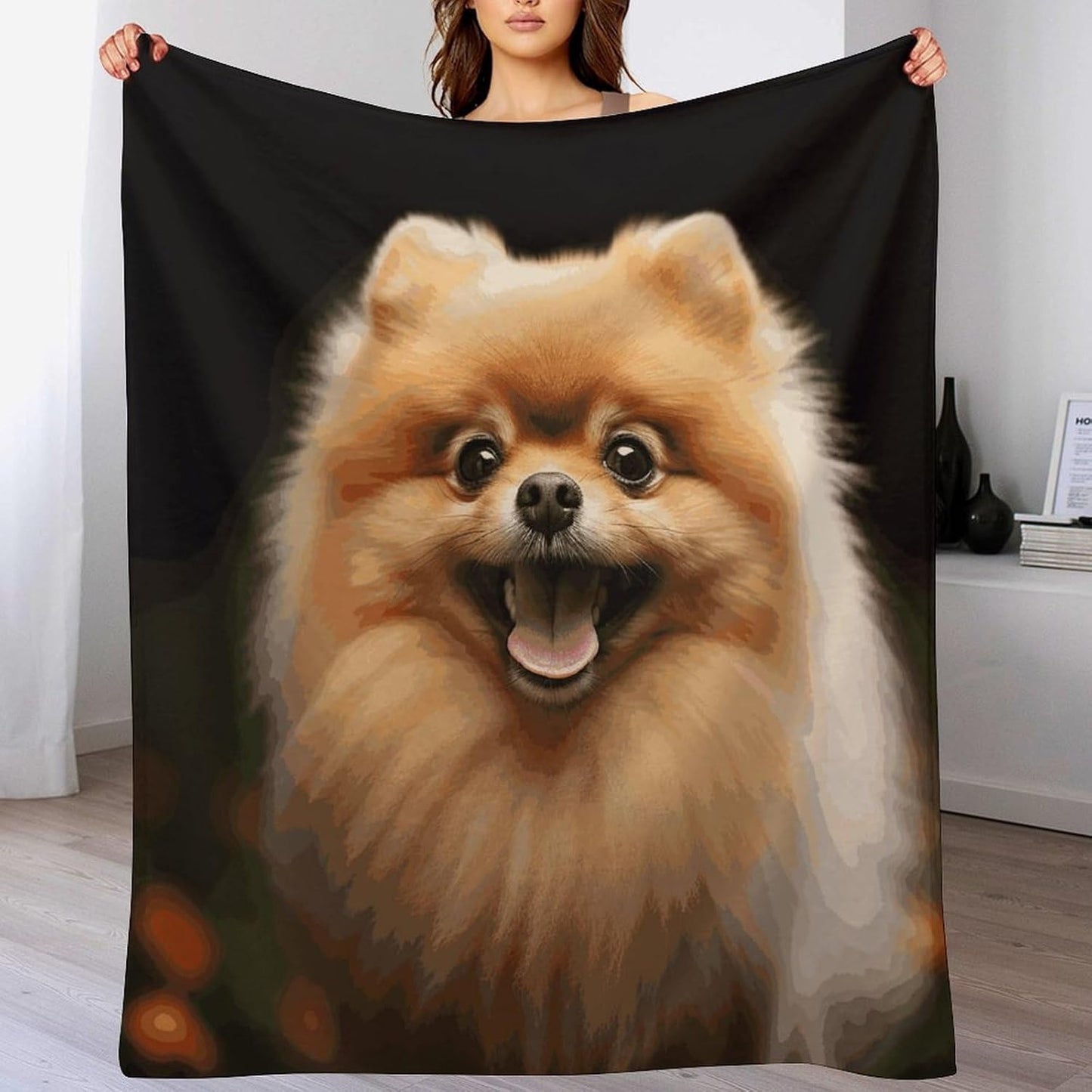 Pomeranian Blanket Super Soft Lightweight Throw Blanket Cute Cozy Warm Bed Blanket Decorative Fuzzy Blanket All-Season Home Decor Gift for Sofa Couch Living Room 60"*80"（150 * 200cm）