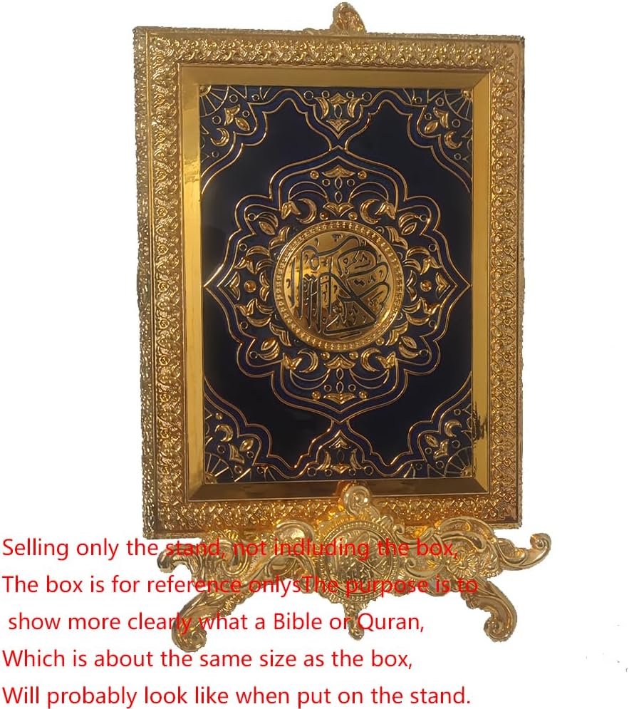 Gold Display, Metal Tabletop Easel, Vintage Quran Holder, Folding Bible Organizer, Decorative Bookshelf,Sleek & Modern Look, for Books, Plates, Photos & More, Golden