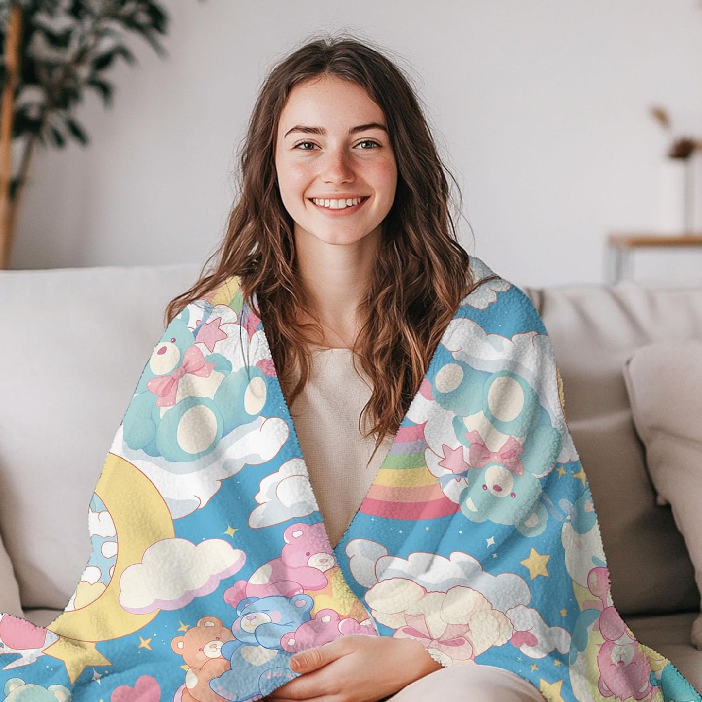 Bear Blanket, Soft Vintage Blanket for Friend and Adults, Cozy Bear Blankets Gift for Girls, Warm Flannel Throw Blankets for Bed, Sofa, Holiday, Birthday Gifts for Christmas Thanksgiving 40x50