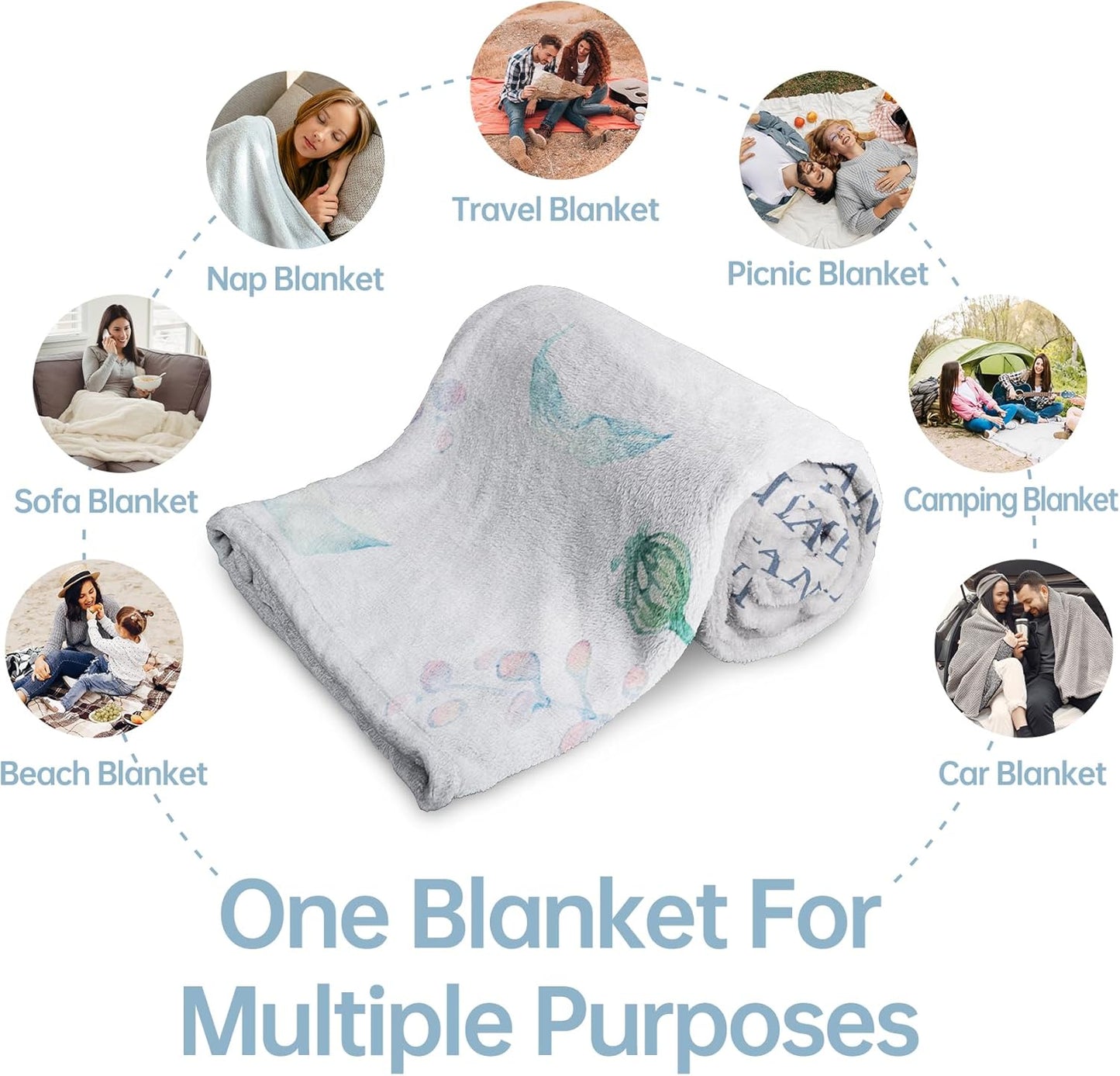 Afterprints Gifts for Grandma Blanket, Grandma Birthday Gifts, Presents for Grandmother from Grandkids on Grandparents Day, We Love You Soft Throw Blankets 60'' x 80''