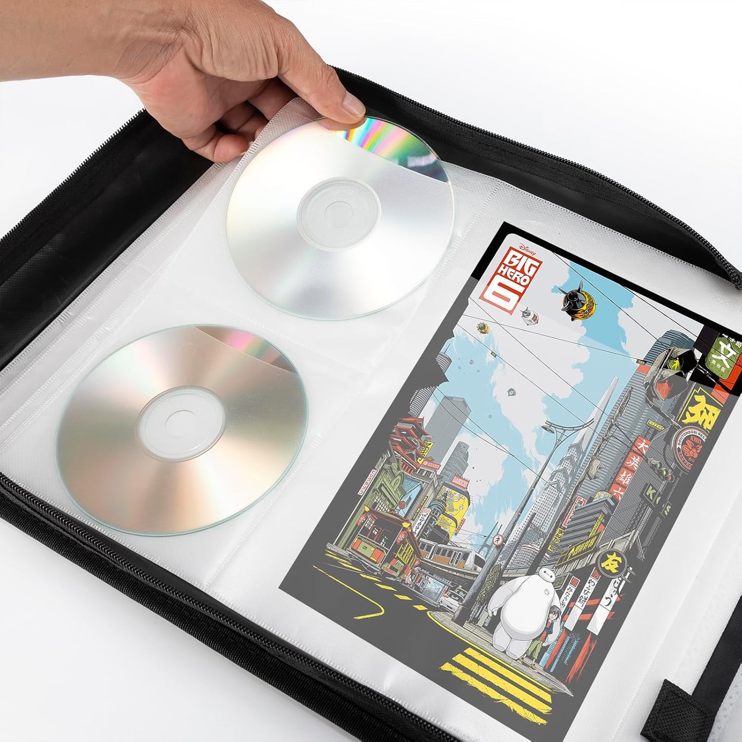 DVD Case 200 DVDs and 100 Booklets Capacity, CD/Blu-ray Storage Binder Case with Booklet Inserts Media Organizer Holder Black Blu ray Wallet for Car (200 Capacity)