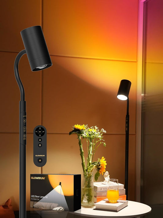 Reading Floor Lamp with Remote, 17W LED Dimmable Standing Lamp, Stepless Brightness & Color Temps, Reading Light & Mood Light, Adjustable Height Gooseneck, Corner Lamp Task lamp for Living Room Office