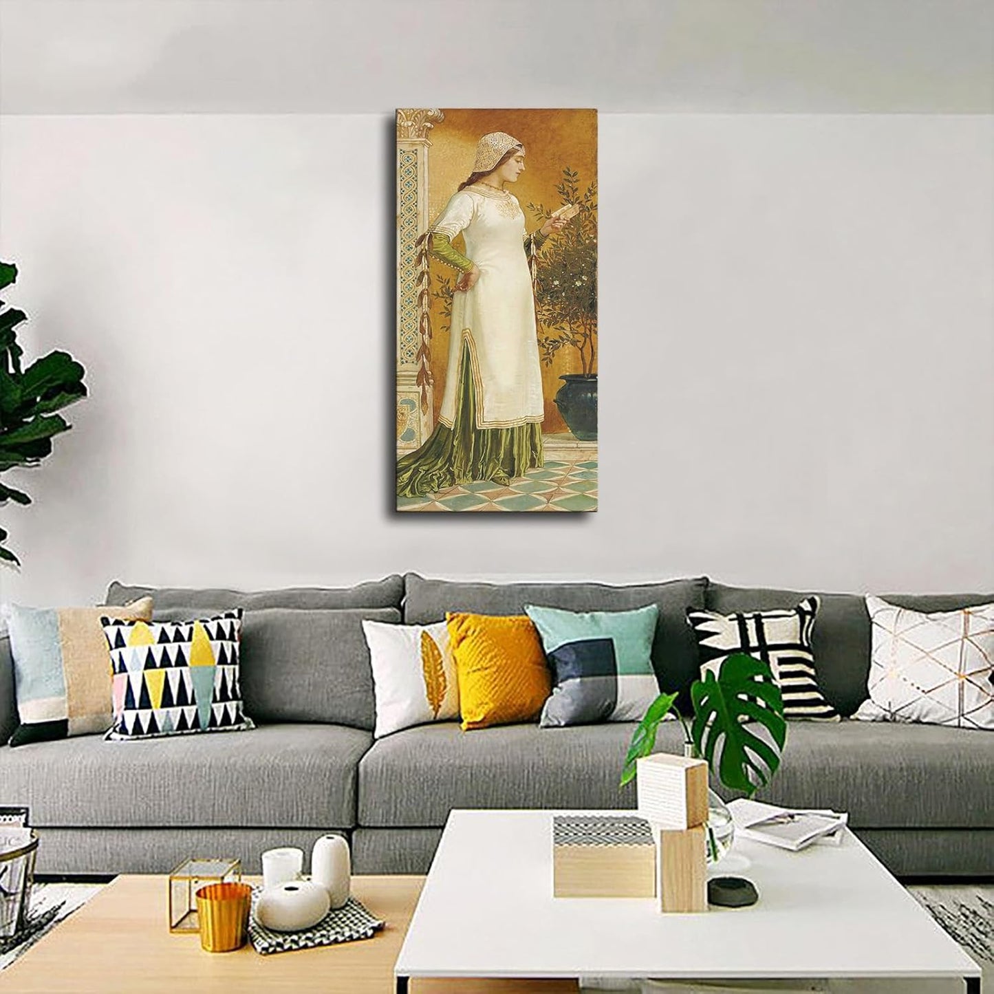 Walter Crane art printing -Laura Reading Canvas HD printing poster creative room aesthetics be the perfect wall art decoration for home office gym bar (20x40inch-Unframed)
