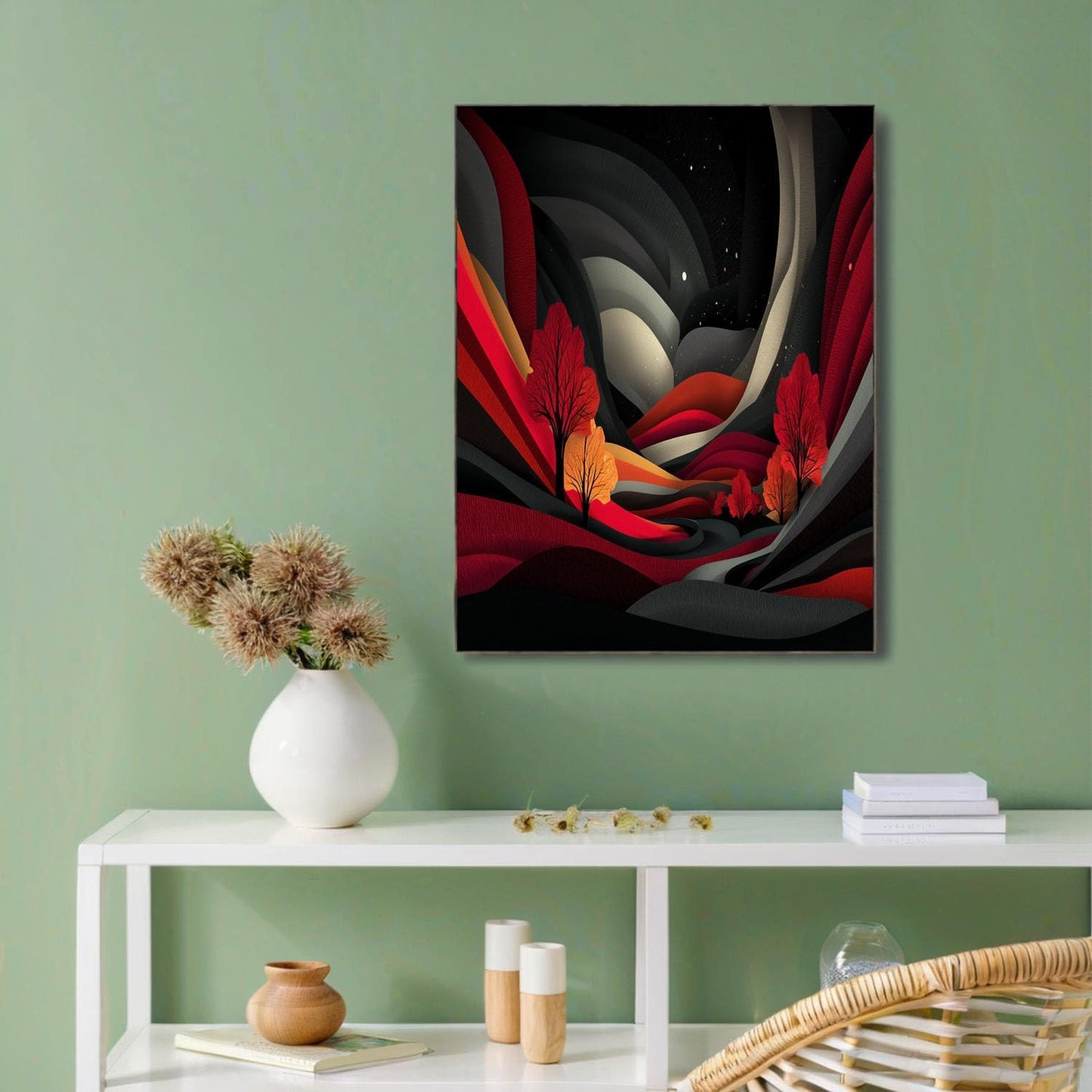 GDJSMIN Abstract Art Style Wall Art, Geometric Wave Pattern Poster for Reading Room Living Room Decor 12x 16 inch Unframed
