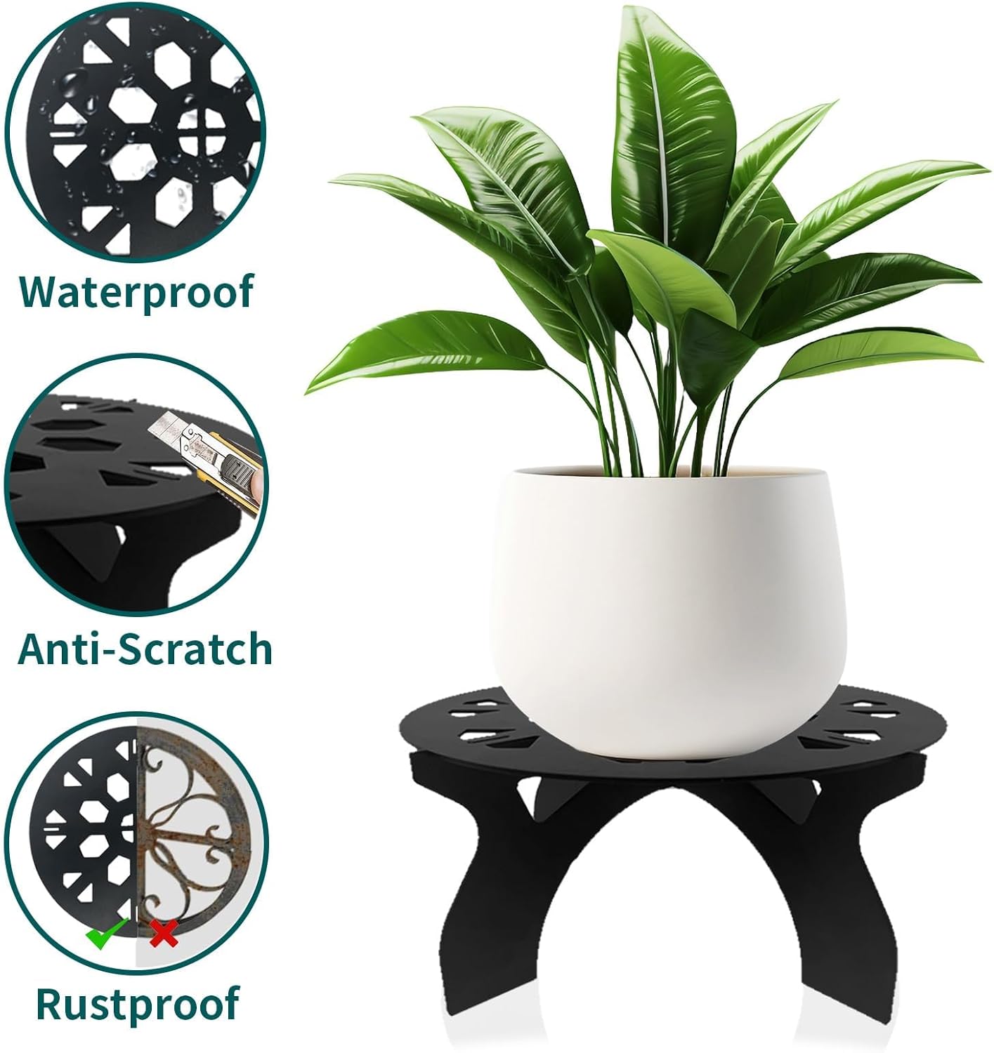 2 Pack Metal Plant Stand for Indoor and Outdoor Use – 220LB load Capacity Small Plant Rack,Thickened Steel Plate, Storage Shelf, Rustproof Potted Plant Holder