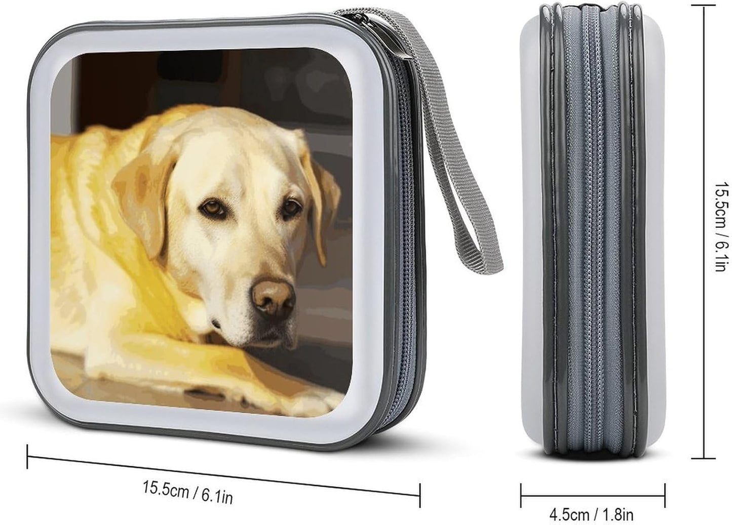 Yellow Dog CD Case 40 Capacity Case Zipper CD Collection Bag with Handles Cover DVD Storage Hard Plastic DVD Disc Cases Storage Binder for Car Home Office Travel