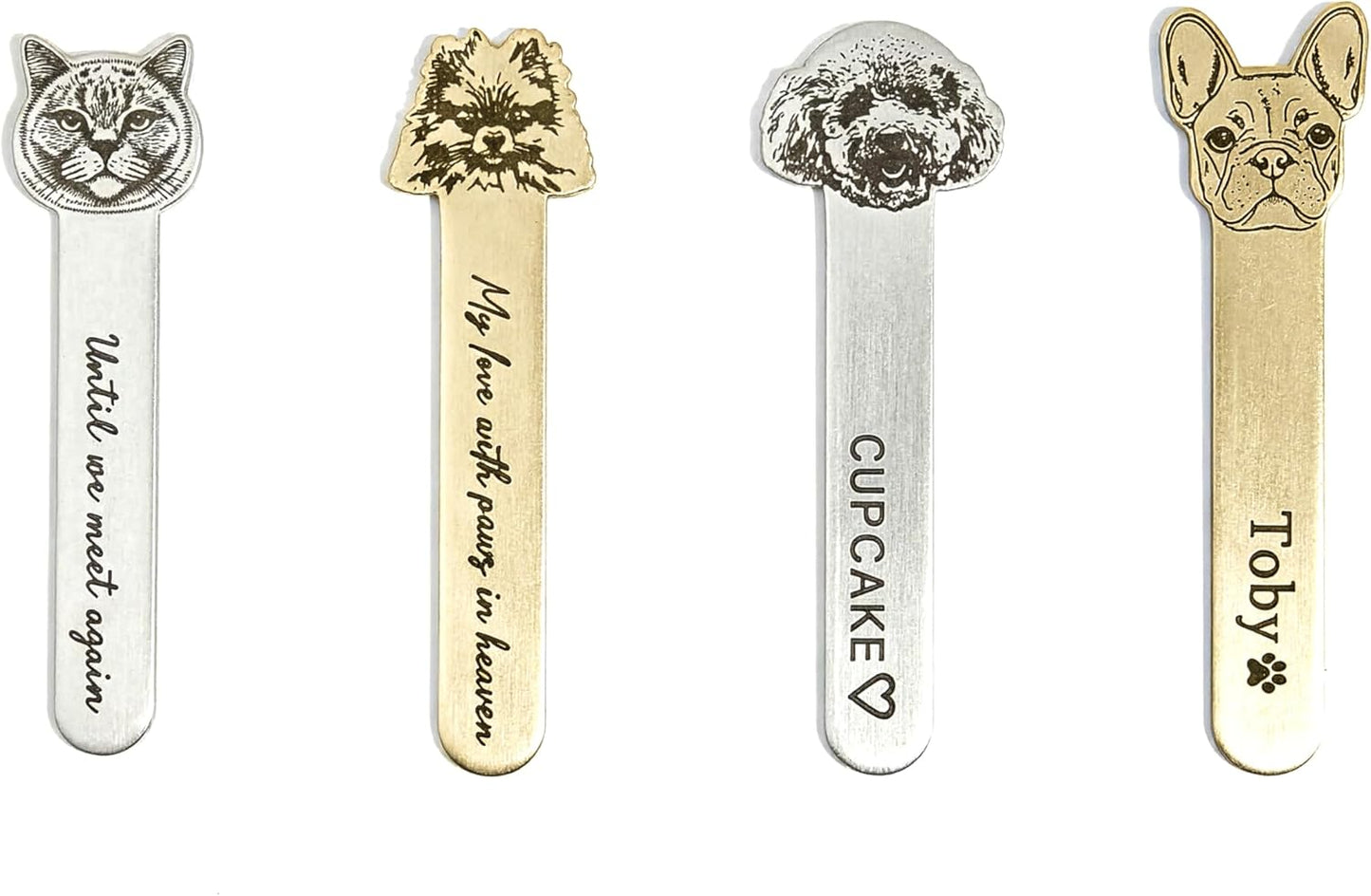 MignonandMignon Personalized Pet Face Bookmark Custom Name Engraved Metal Cat Dog Bookmark Cute Christmas Gift for Pet Lover - BM-AP-EG