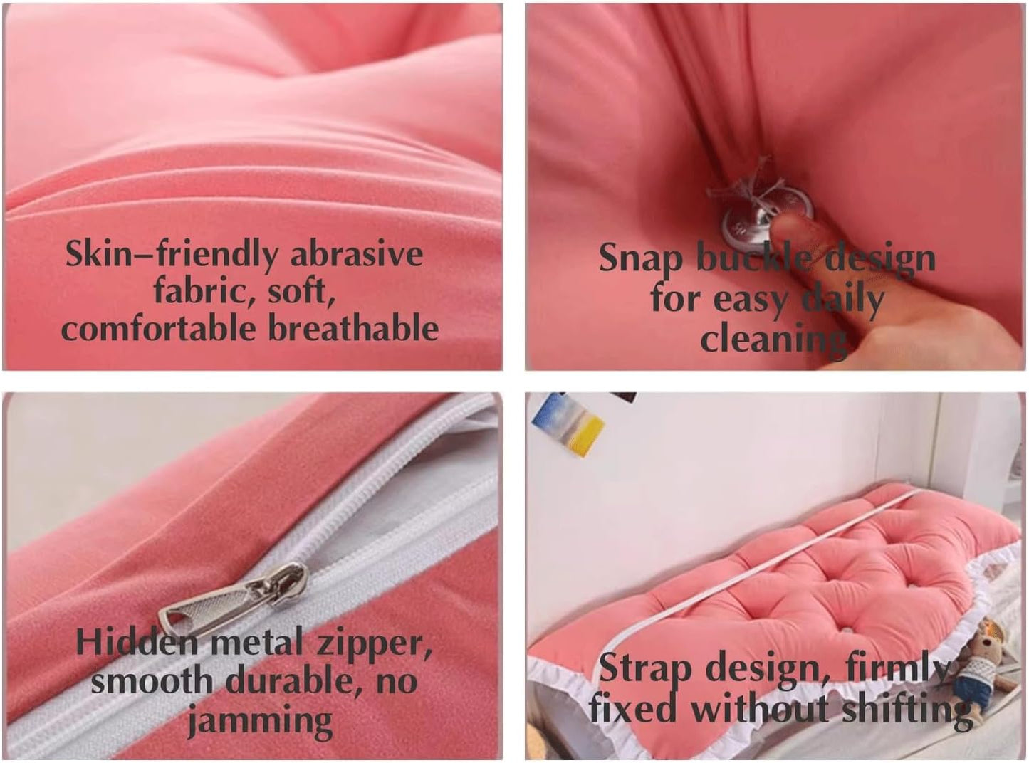 Large Headboard Pillow Bed Rest Wedge Pillow Lace Reading Pillow for Headboard Backrest Bolster Positioning Support Day Bed Bolster with Removable Cover(Size:70"/180cm,Color:A)