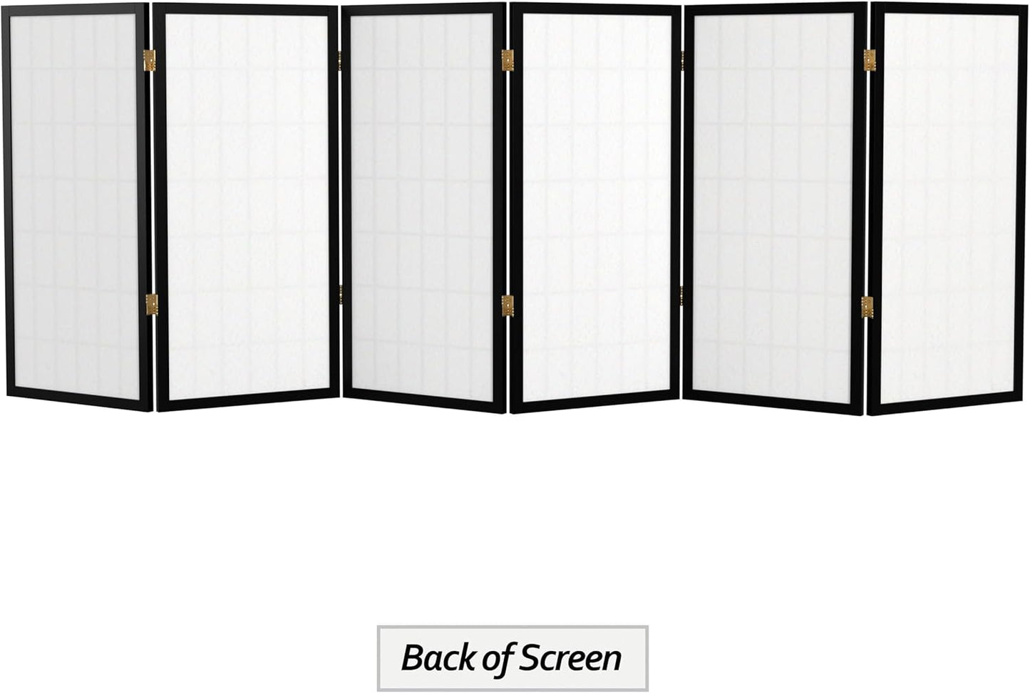 3 ft. Short Window Pane Shoji Screen - Black - 6 Panels