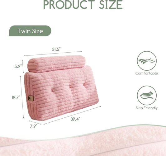 HIGOGOGO Triangular Headboard Wedge Pillow with a Cylindrical Pillow and Memory Foam Filling, Daybed Pillows for Sitting up, Reading or Working with Removable Cover,Twin 39.4"x19.7"