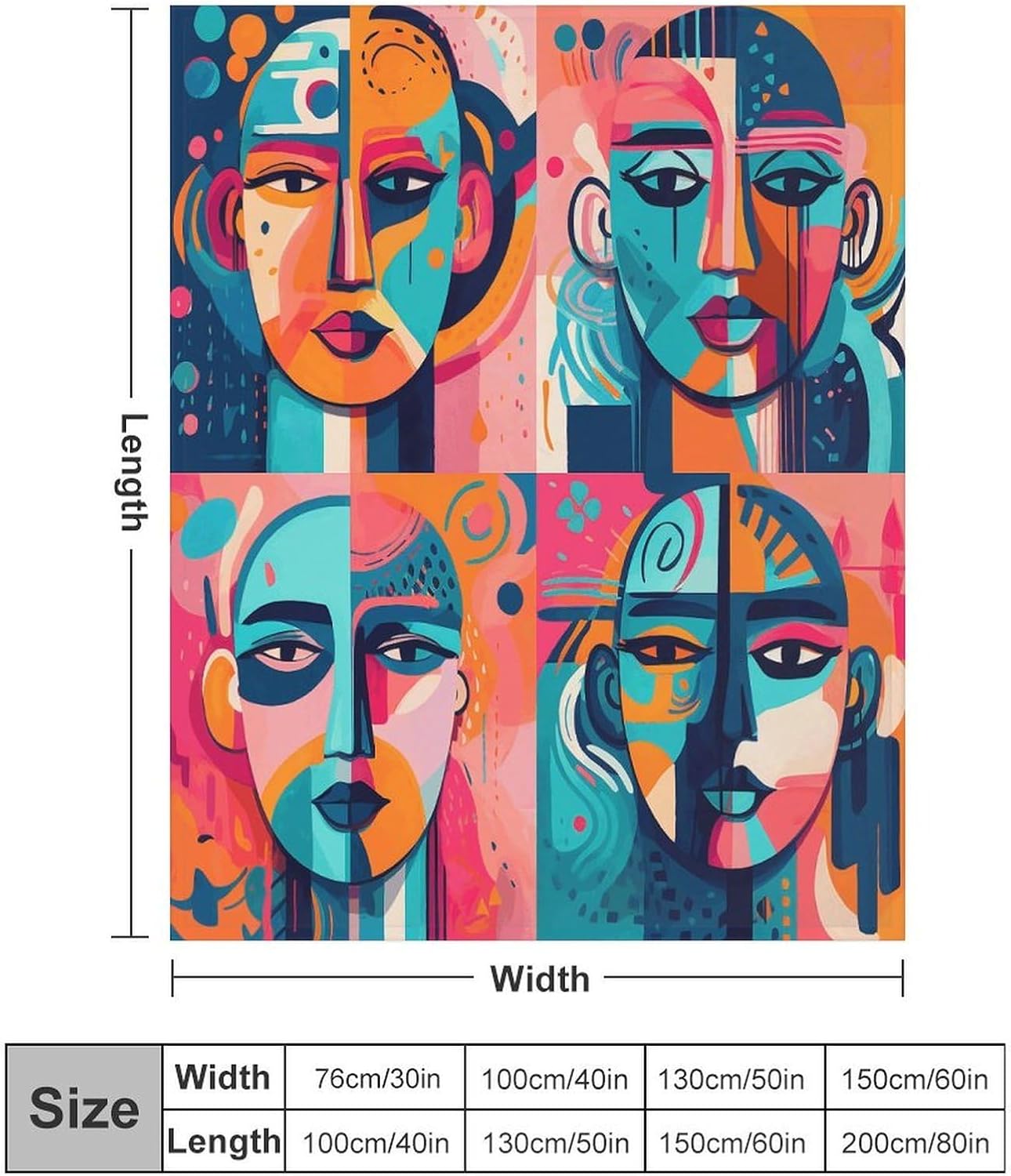 Character Facial Pattern Throw Blanket for Couch Super Soft Warm Lightweight Throw Blankets Cozy Flannel Bed Blanket Cute Decorative Blankets for All Seasons Home Decor Gift 60"*80"（150 * 200cm）