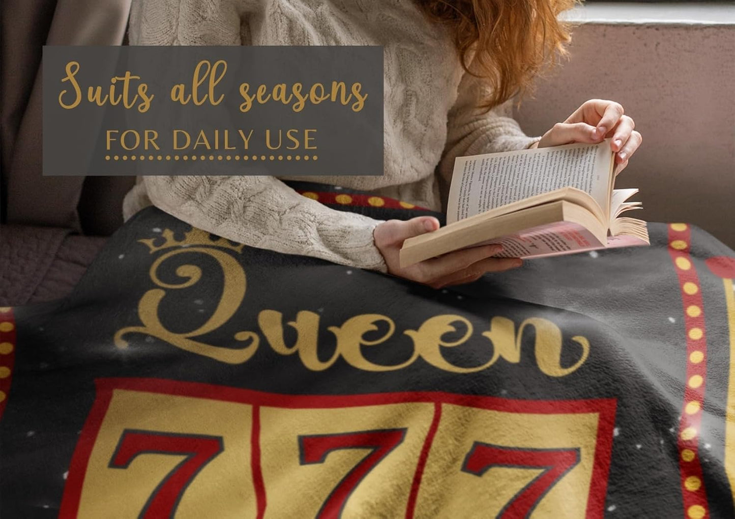 Queen of The Machine - 50" x 65" Casino & Slot Machine Throw Blanket for Women - Christmas & Birthday Gift