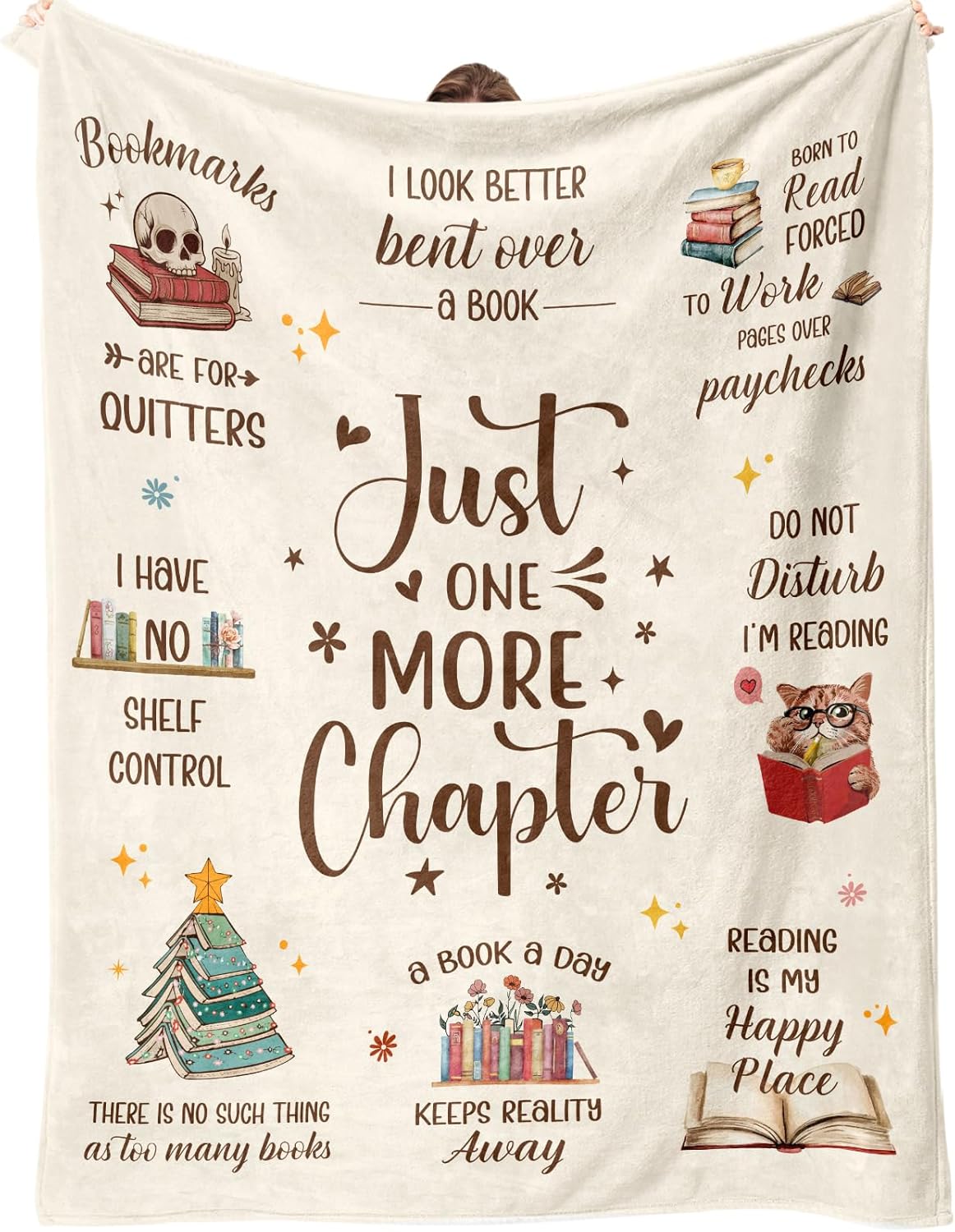 Book Lovers Gifts, Reading Blanket for Bookworms, Book Lover Gifts for Women, Warm Bookish Reading Present for Christmas, Birthday & Holiday, Reader's Soft Blanket 60" x 50"