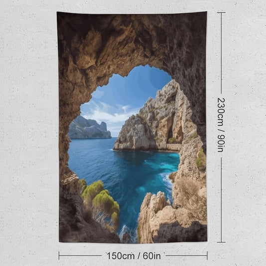 FodPand Arch in Mallorca Spain Tapestry Anti-fading Wall Tapestry with Installation Kit Backdrop Banner Multipurpose Aesthetic Tapestries Boho Wall Art Hanging Decorative Blanket 60"x90"