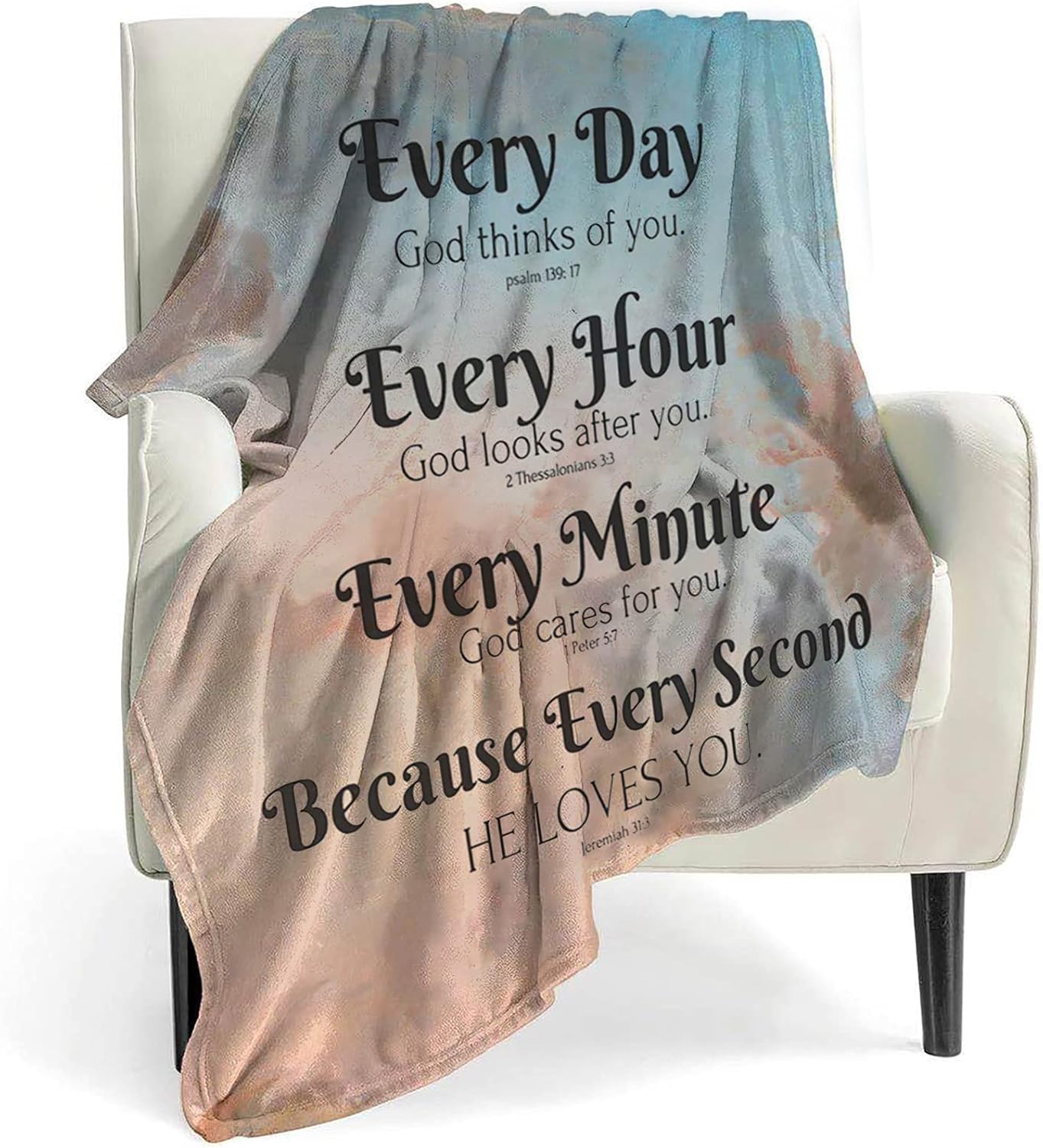 Bible Verse Blanket with Inspirational Thoughts and Prayers- Religious Throw Blanket Soft Lightweight Cozy Plush Warm Blankets for Women Men Gift 50"X 60"