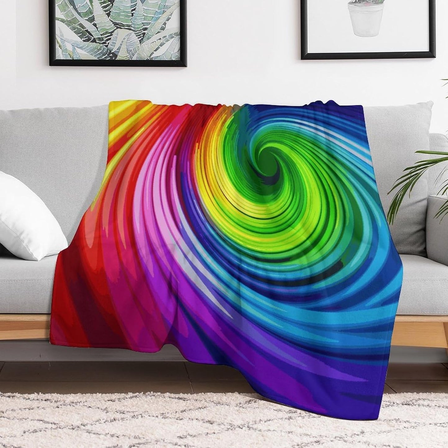 Rainbow Spiral Blanket Super Soft Lightweight Throw Blanket Cute Cozy Warm Bed Blanket Decorative Fuzzy Blanket All-Season Home Decor Gift for Sofa Couch Living Room 30"*40"（76 * 100cm）