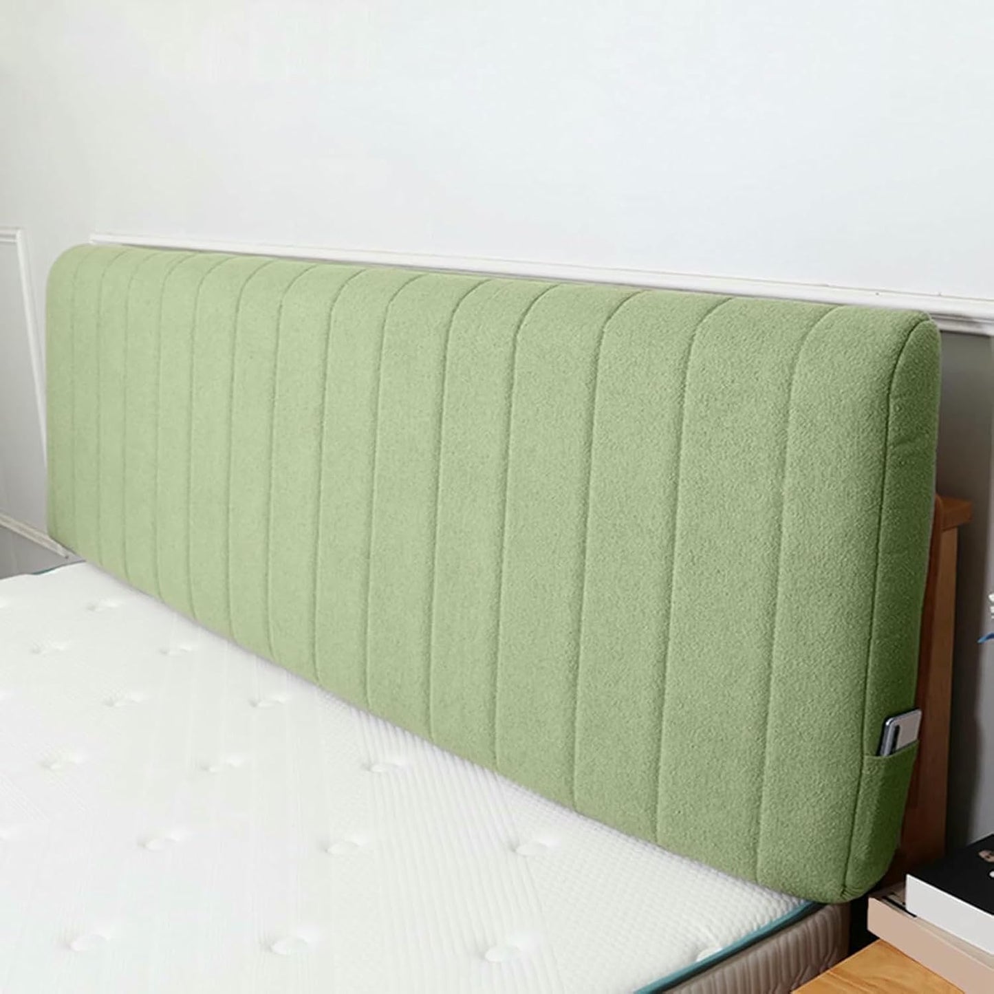 Large Headboard Cushion Back Support for Adult Backrest Fleece Reading Pillow Soft Bag for Home Bedroom Hotel Sofa Bunk Bed Removable Bed Cover,Brown,Straps/47x23x4In
