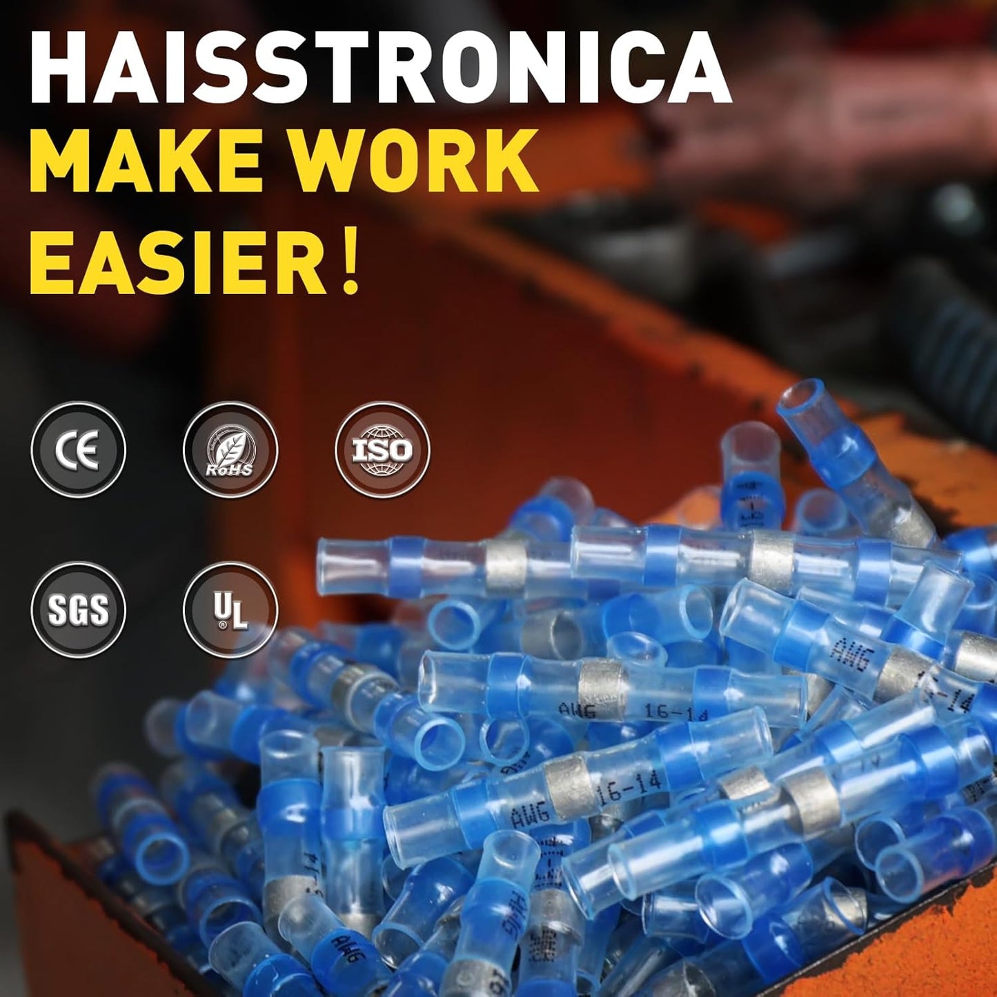 340PCS Solder Seal Wire Connectors-haisstronica Marine Grade Heat Shrink Wire Connectors-Butt Splice Wire Terminals for Marine,Electrical with Corrosion and Weatherproof(5Colors/5Sizes)
