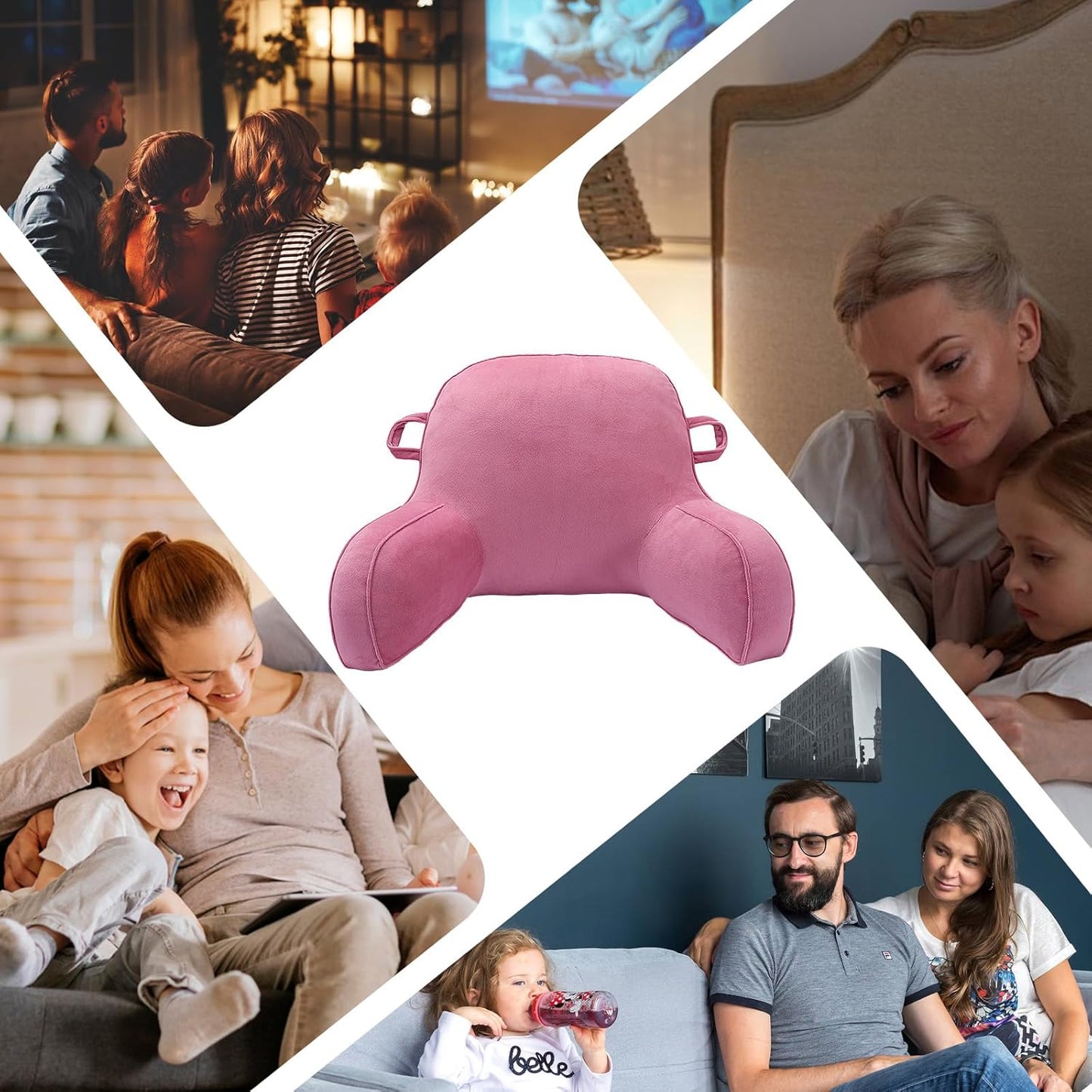LiveGo Reading Pillow for Kids, Velvet Back Support Cushion for Sitting Up in Bed Adults, Kids Cuddle Cushion with Arms & Backrest Support Pillow for Teen Boys Girls Reading Bed Rest