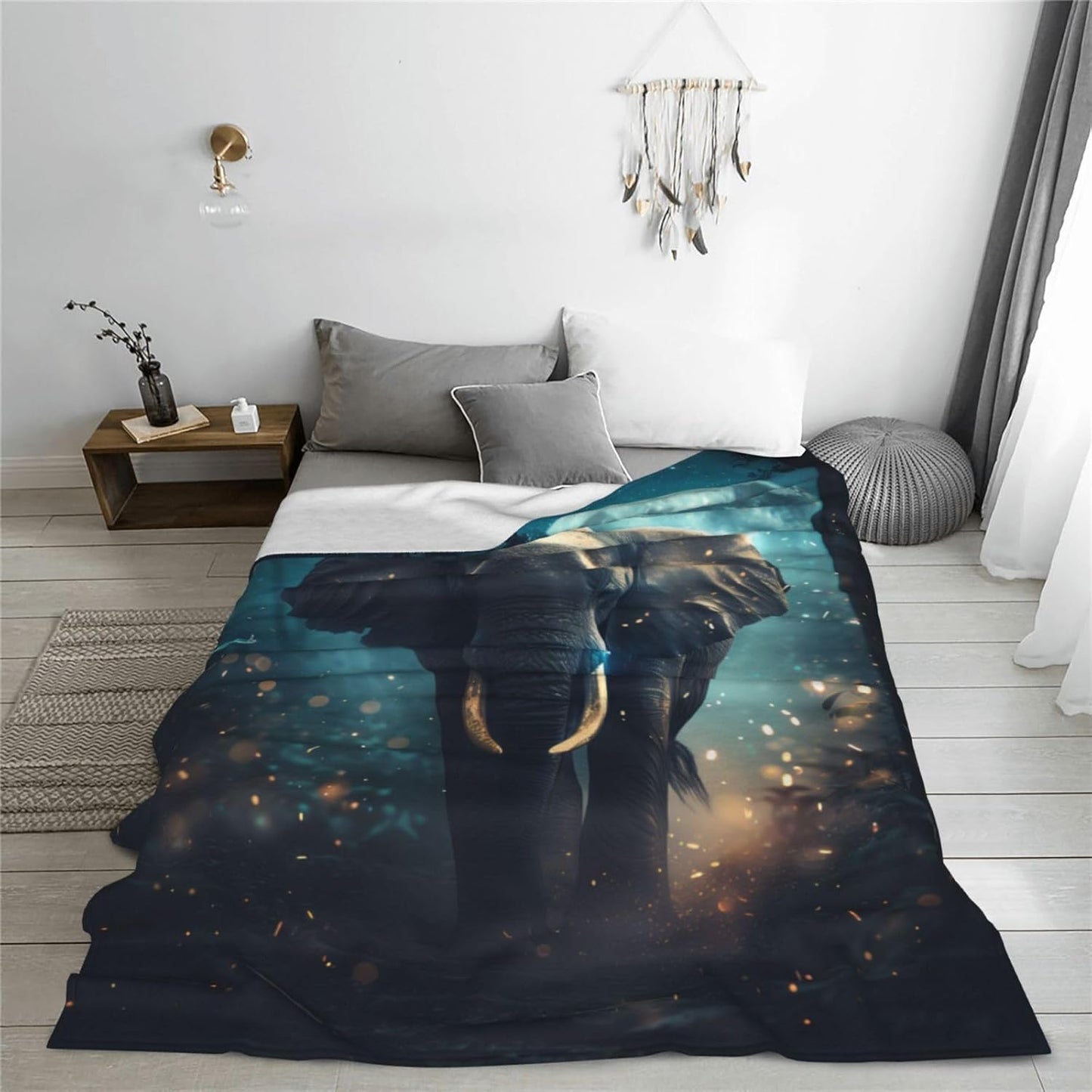 Elephant Blanket Gifts for Adults Women Kids, Flannel Elephant Throw Blankets for Bed Living Room Sofa Couch Traveling Camping, Soft Warm Lightweight Cozy Elephant Decor 50x60in