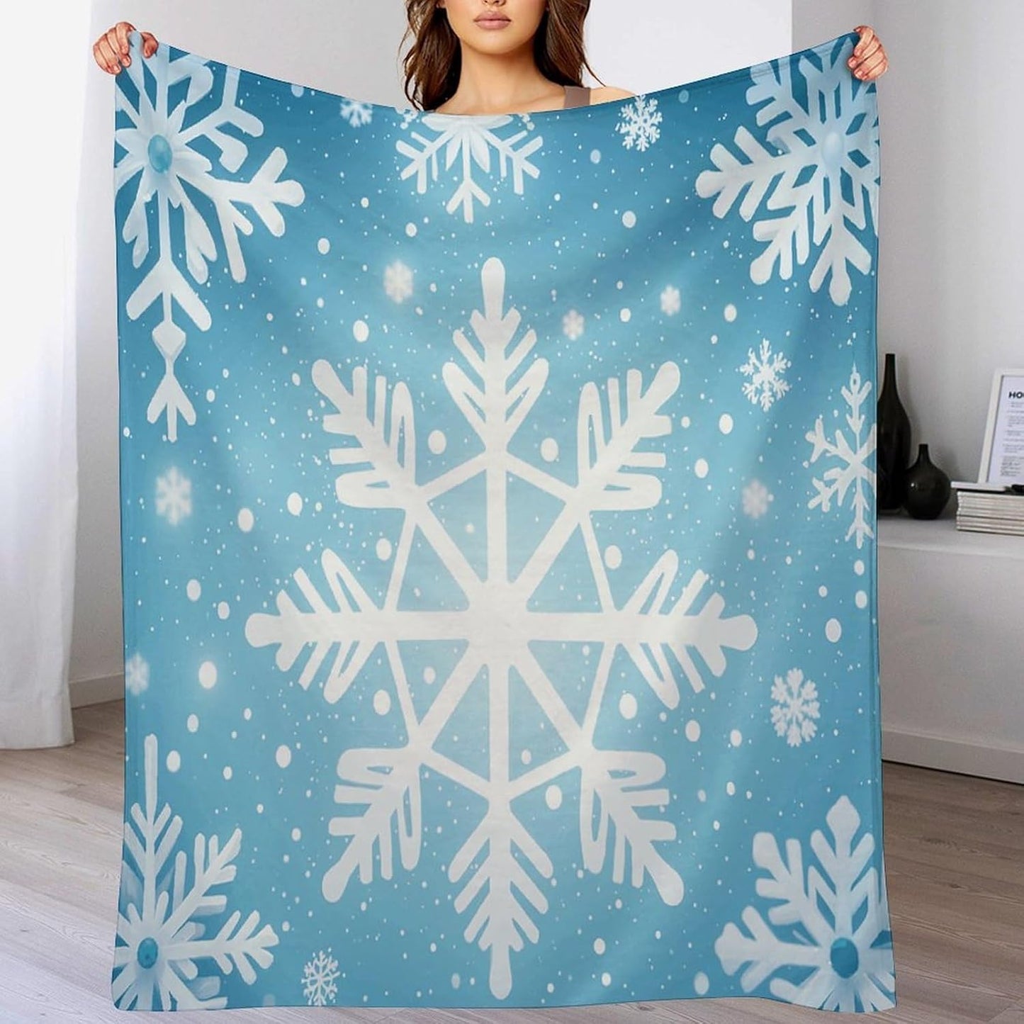 Winter Snowflake Blanket Super Soft Lightweight Throw Blanket Cute Cozy Warm Bed Blanket Decorative Fuzzy Blanket All-Season Home Decor Gift for Sofa Couch Living Room 30"*40"（76 * 100cm）