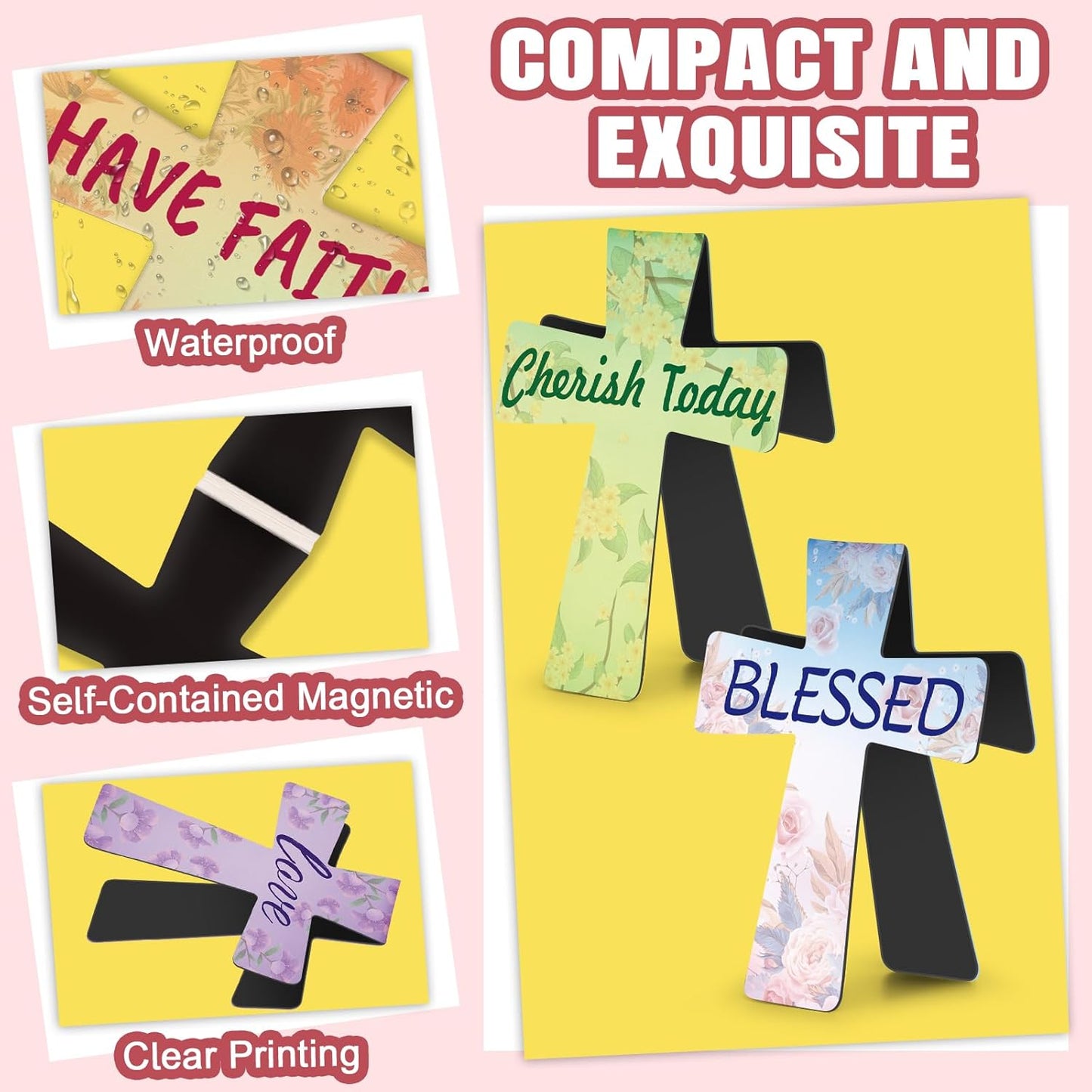 Magnetic Bookmarks - Tumwisk 24PCS Bible Bookmark Christian Bookmarks Cross Bookmark Book Magnets, Magnetic Cross Page Holders for Bibles Study, Religious Gifts for Teacher Students Book Lovers