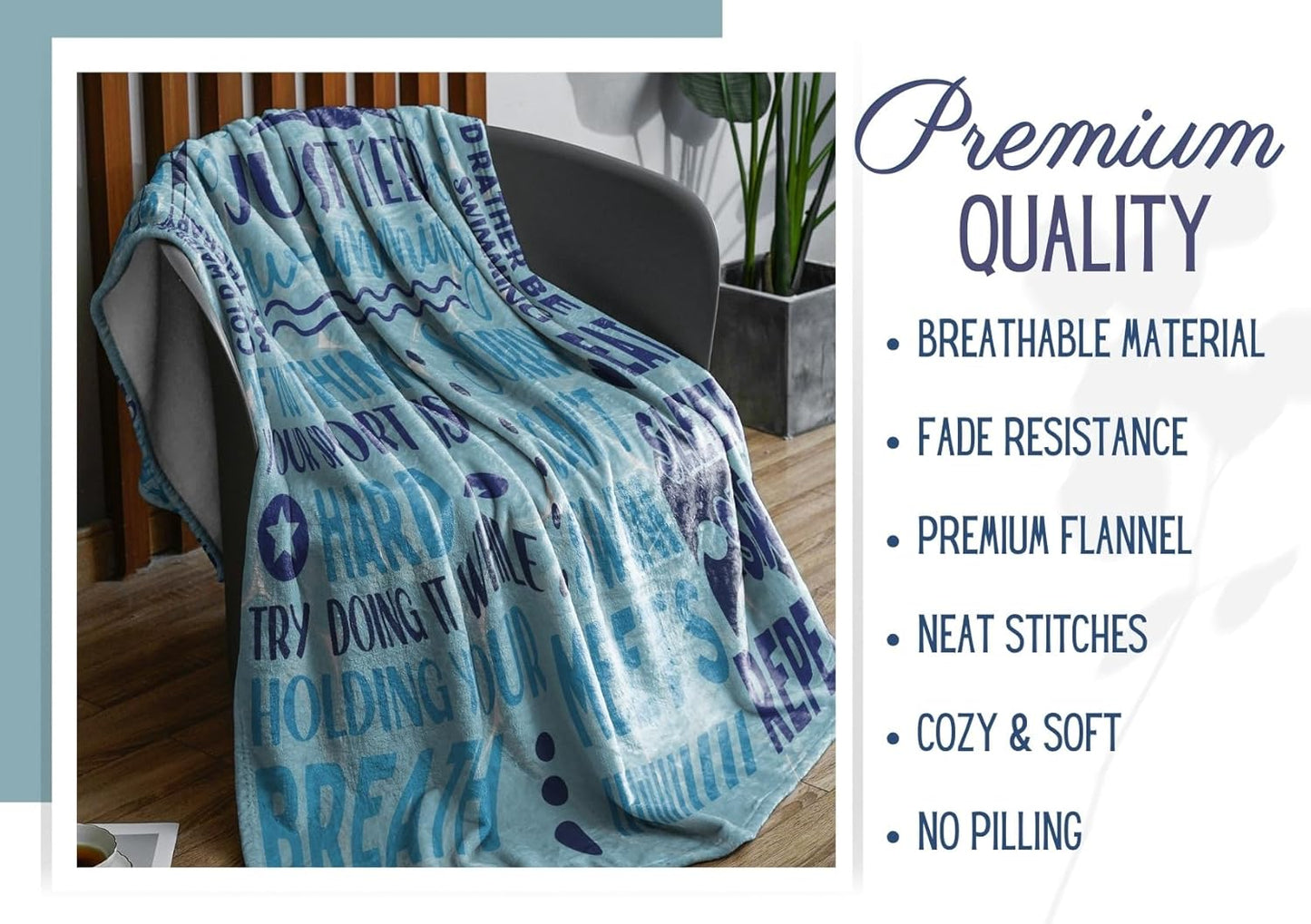 Swimming Swimmer Gifts Blanket Throw - Gift for Women, Men, Teen Girls, Teammate, Coach - Just Keep, 60" x 80"