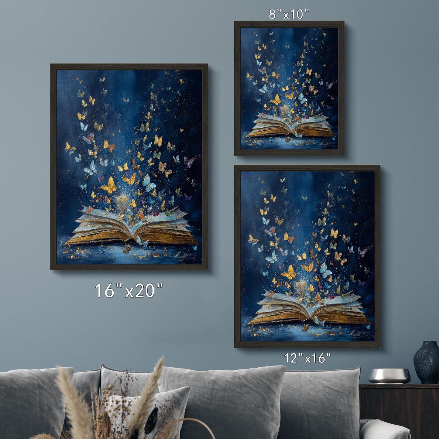Wall Art Prints Colorful Butterfly Emerging From Book Poster Canvas Art Wall Decor Picture For Bedroom Dorm Library Reading Room Bathroom Wall Decor Aesthetic Home Artwork 12" × 16" With Framed