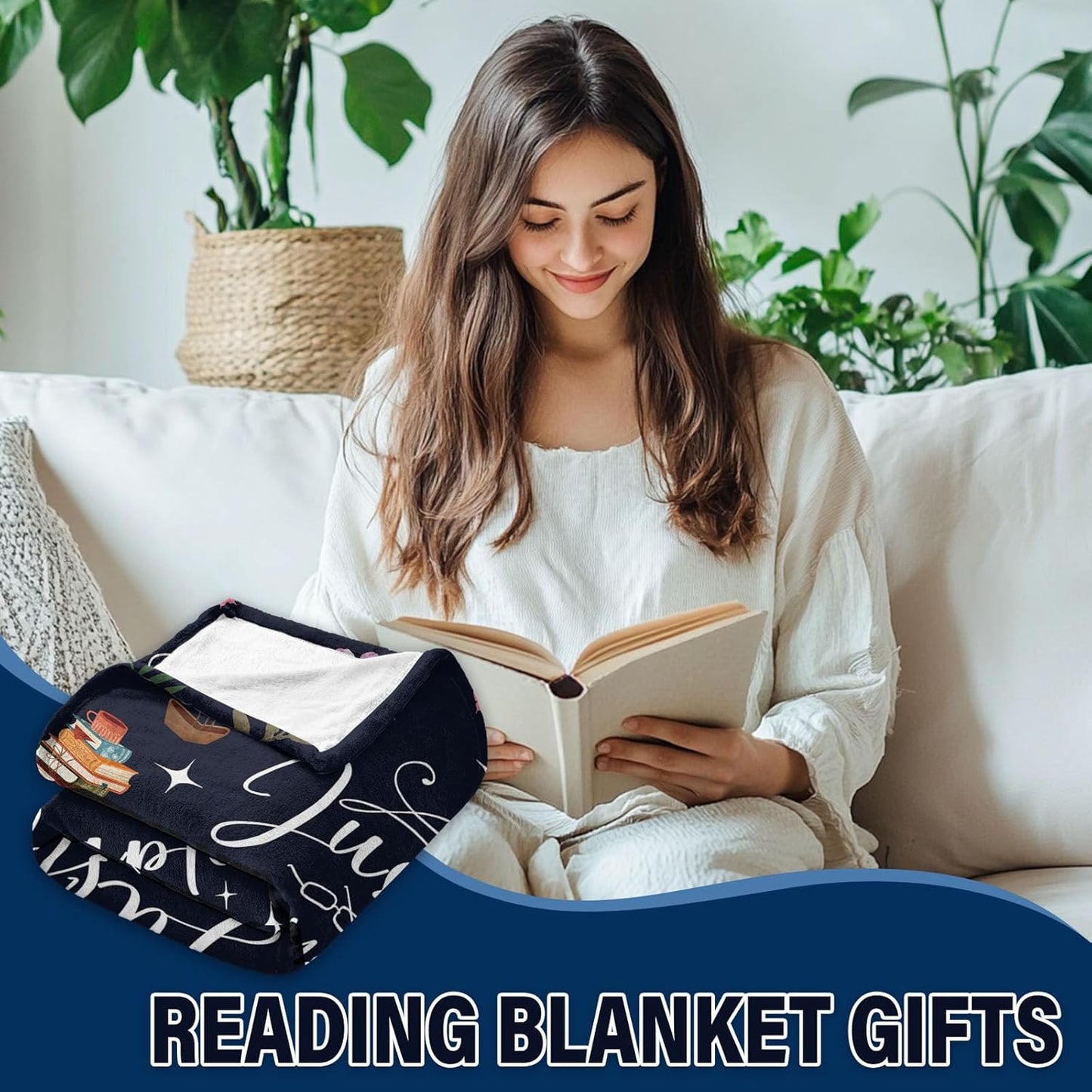 Book Lovers Gifts for Book Lovers Women, Bookish Gift for Readers, Reading Blanket, Books Club/Bookworm/Reading Gift for Women, Literary Gifts Blanket 60"*50"