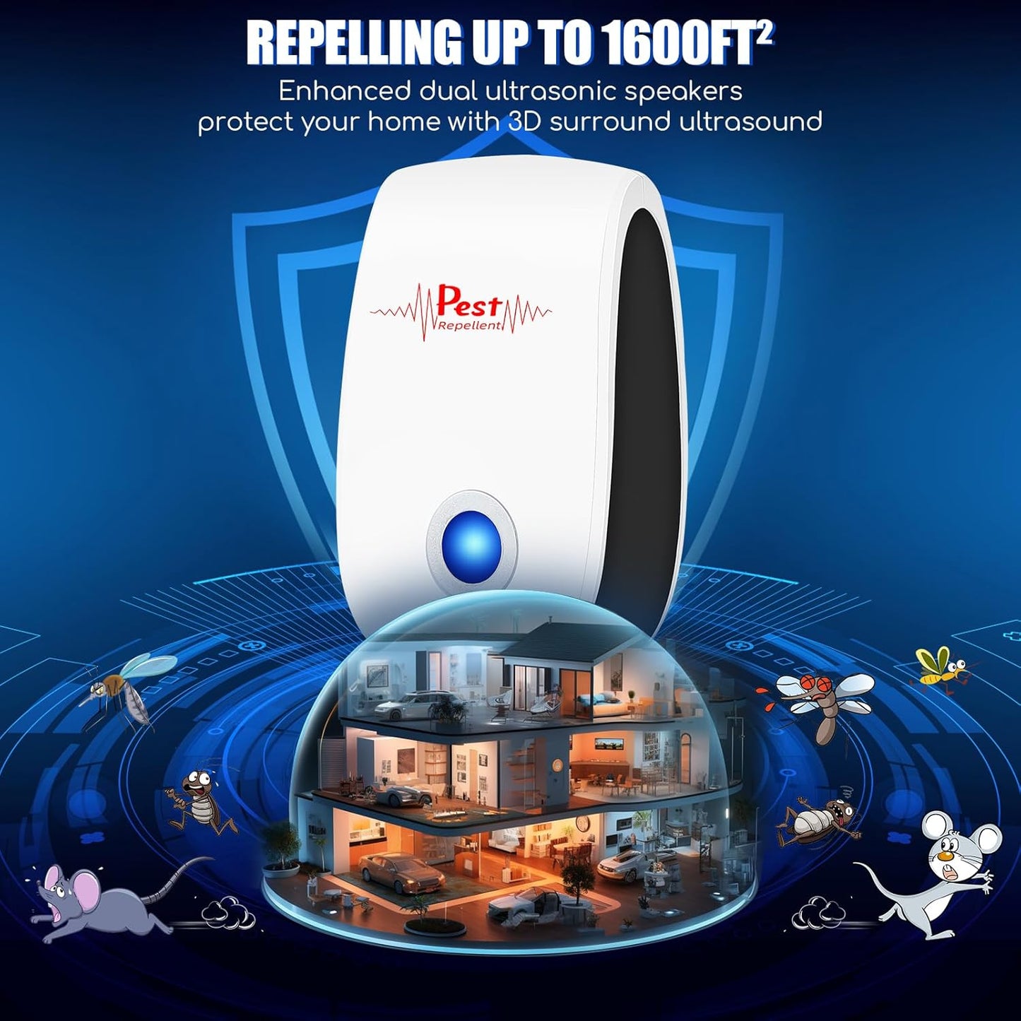 2026 10Pack Ultrasonic Pest Control Repeller Electronic Mouse Repellent Ultrasonic Plug in Mice Repellent Indoor Sonic Pest Repeller Ultrasonic Plug in for Cockroach,Insect,AntBugs,Spide,Rat