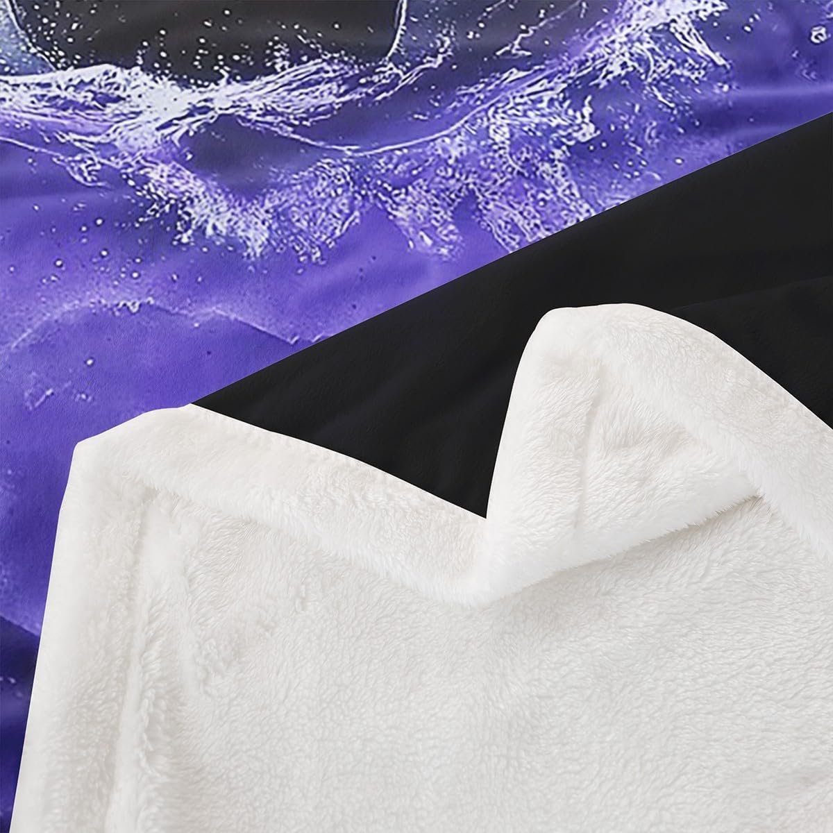 Feelyou Soccer Fleece Throw Blanket Twin 60"x80" Soccer Ball Game Plush Blanket Gift for Football Lover Sherpa Blanket Rugby Sports Fuzzy Blanket Purple Black Flannal Blanket