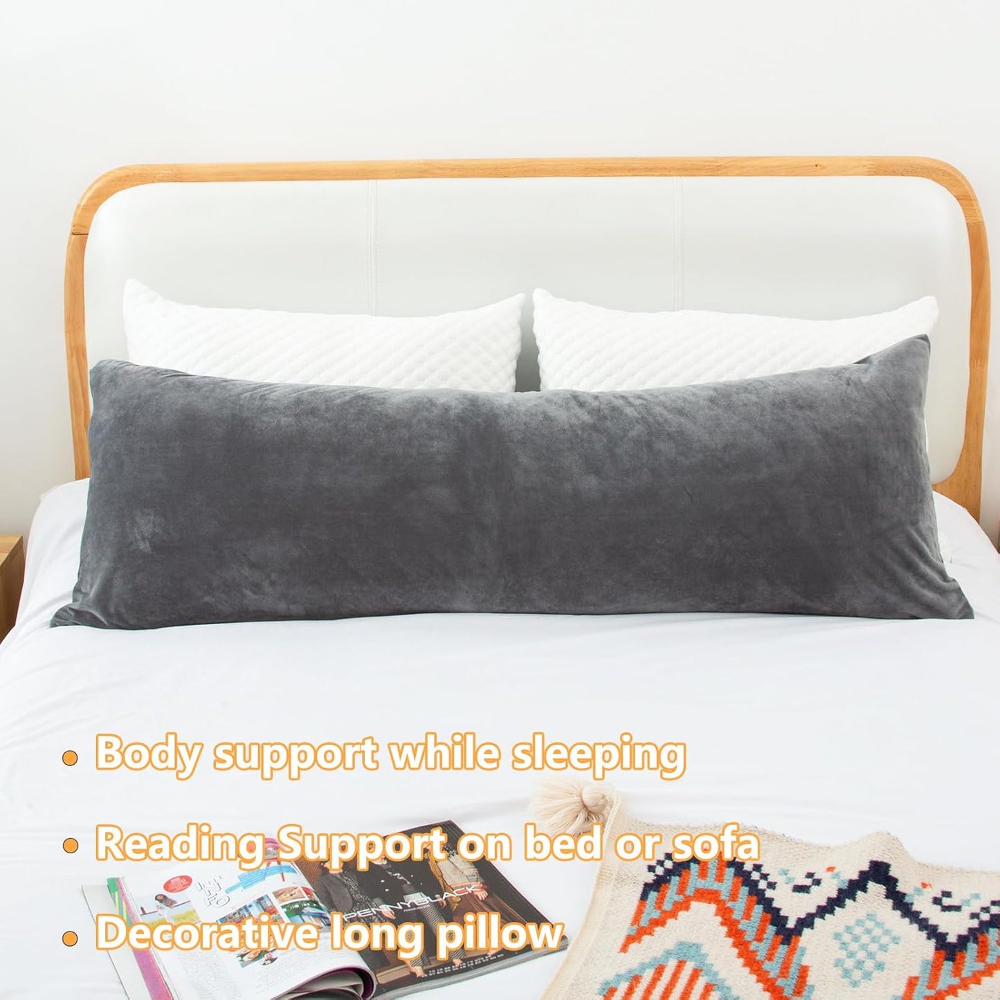 Body Pillow, Memory Foam Body Pillows for Adults Sleeping, Long Pillow for Bed, Big Large Firm Full Body Pillow for Side Sleeper, 20x54 Inch, Light Grey