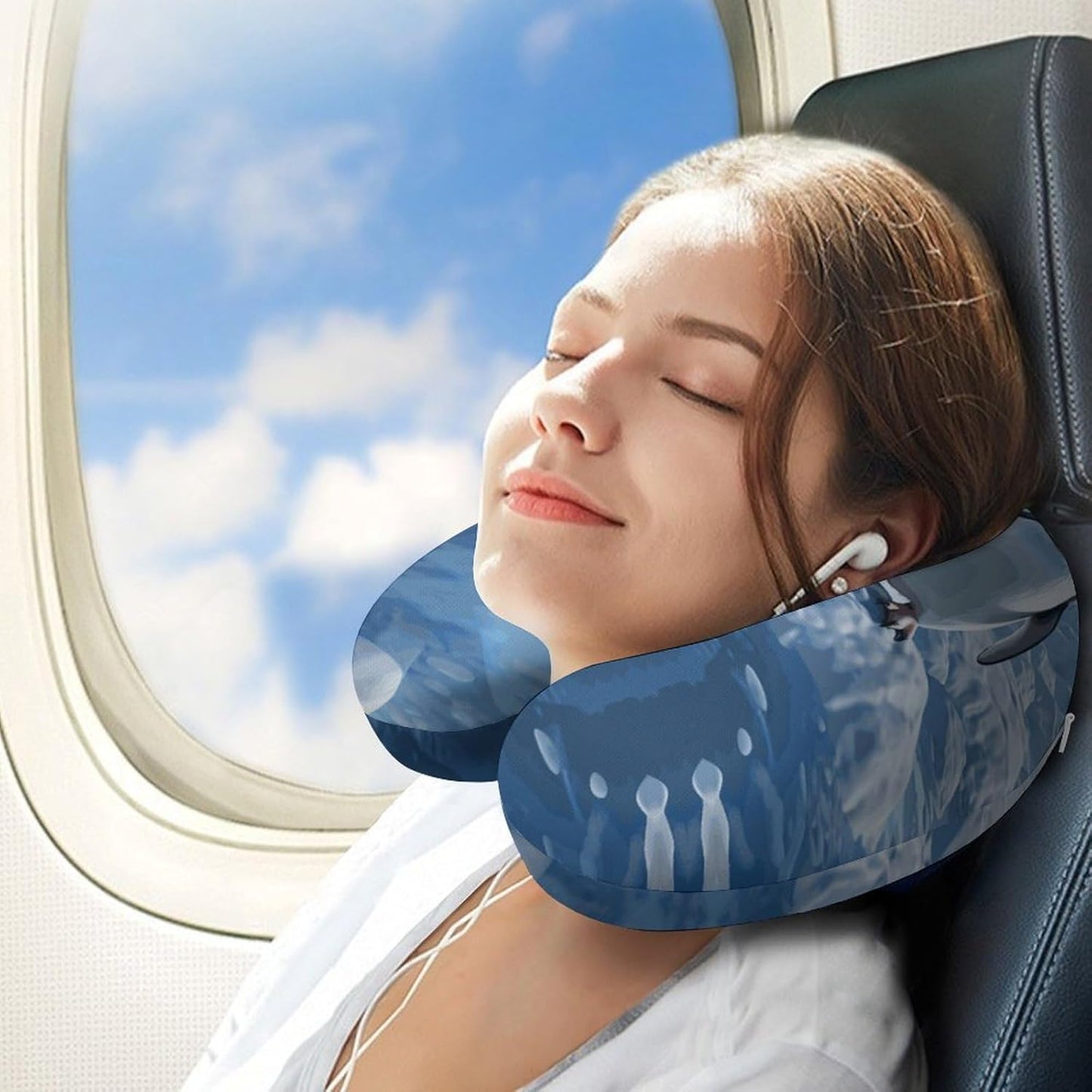 Penguin Antarctica Ice Neck Pillow Memory Foam U Shaped Pillows Portable Pillows for Shoulder Travel Head Support Pillow with Concealed Zipper for Airplane Car Home Office