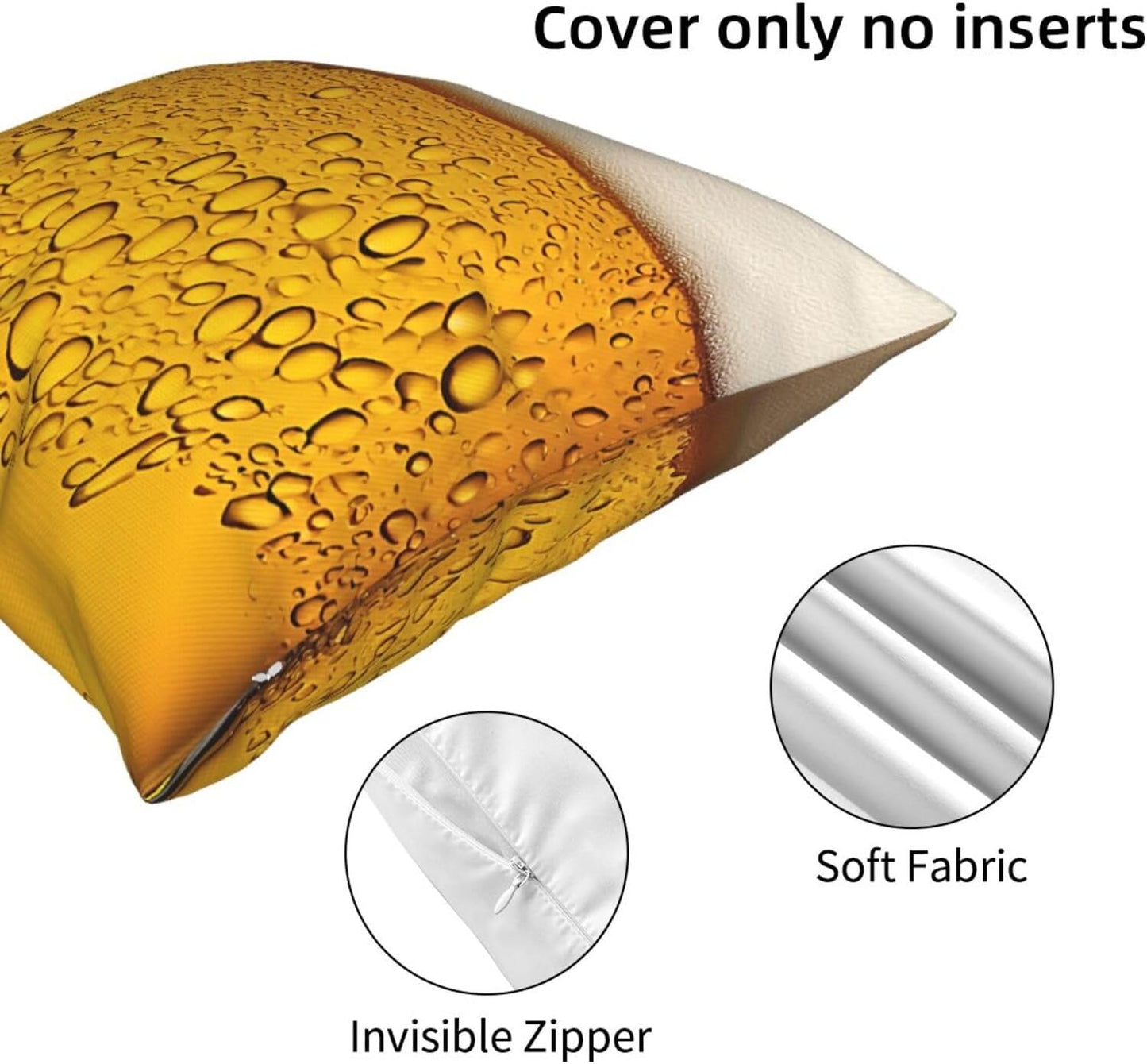 All-Season Square Pillow Covers 18"X18", Beer Wallpaper, Decorative Throw Pillow Covers for Sofa Bed Couch, Hidden Zipper Cushion Cover, Square Lumbar & Accent Pillowcases for Home Decor
