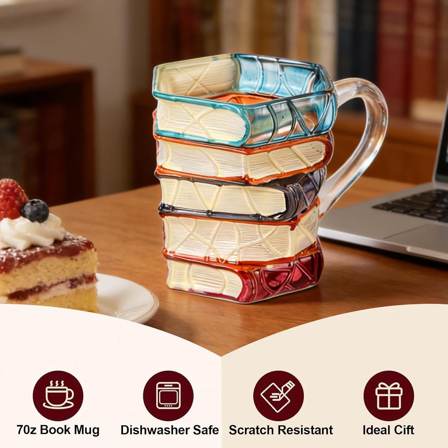 Painted Book Mug Novelty Coffee Mugs for Book Lover Gifts for Women Unique Coffee Mugs 7 Oz Cool Funny Bookish Cute Tumblers Books Worm Readers Writers Librarian Gifts Women (Painted book)