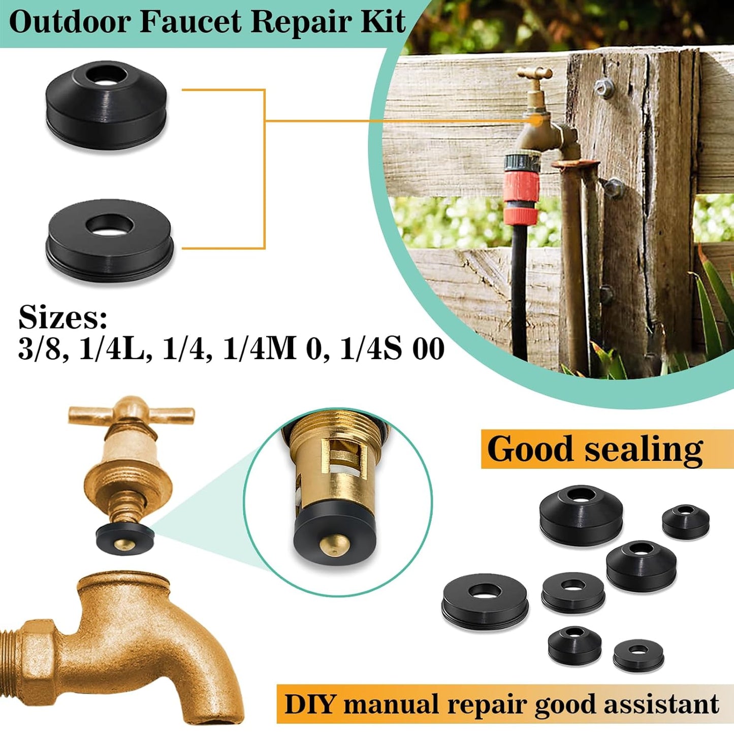 37 Size 1075 Pcs Faucet Washers & O-Rings Kit & Plumbing Gasket 3-in-1 Home Universal Rubber Washers Assortment Kit for Faucet Hose Spigot Plumbing Seal Repair with Pick Hook