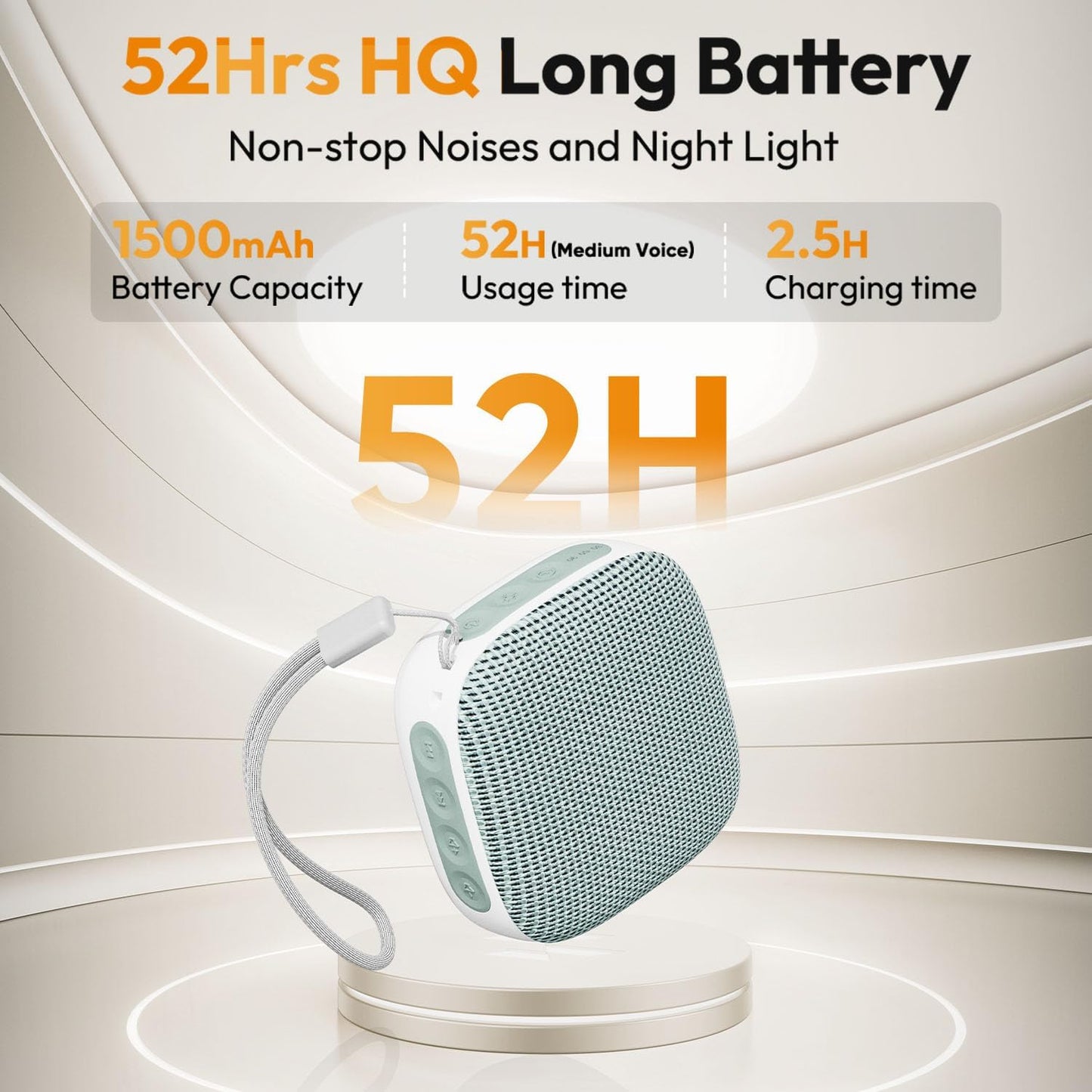 Portable Sound Machine for Travel, White Noise Sound Machine for Sleeping with Night Light, 20 Quality Non-looping Sounds, Headphone Jack, Memory, Timer for Adults,Hotel(Green)