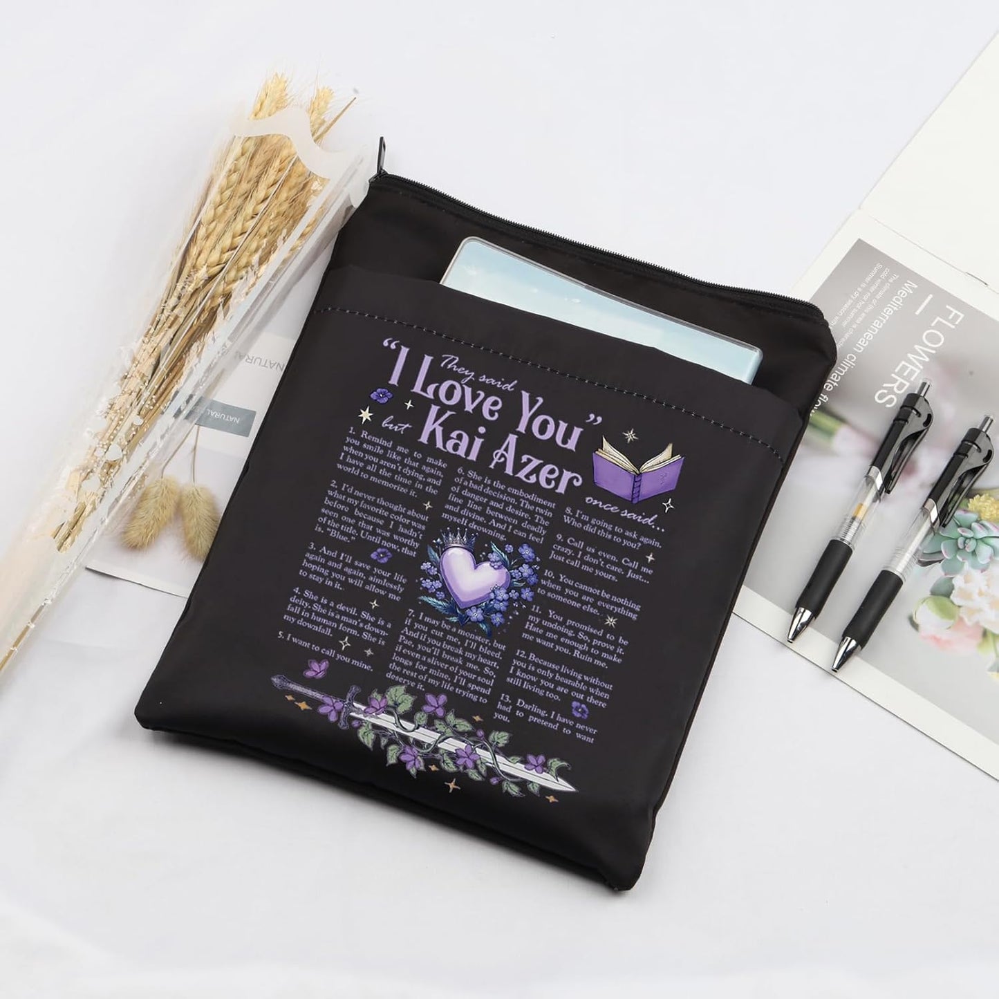VAMSII Fantasty Book Merch I Love You Romantasy Novel Quote Book Sleeve Special Edition Book Gift Fantasty Lovers Gift (USPowerlessSleeve)