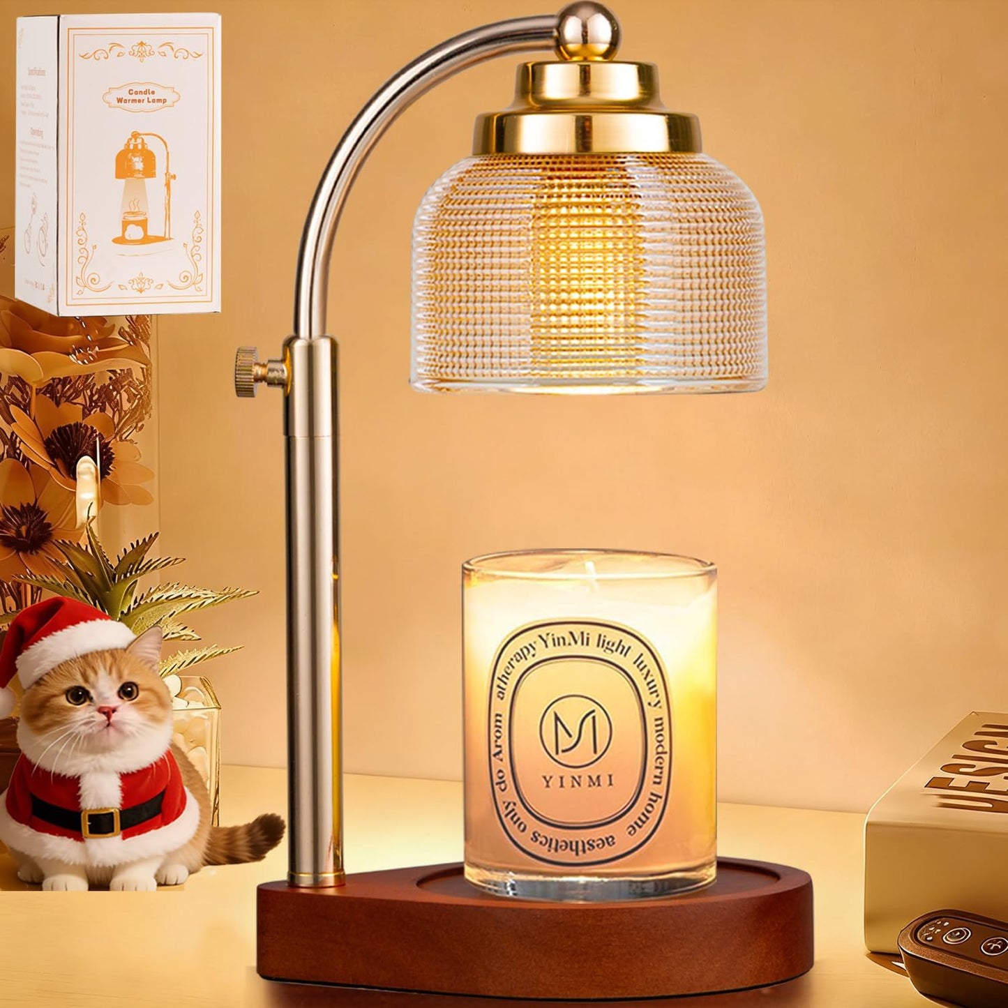 Candle Warmer Lamp with Timer Dimmer, Adjustable Height Wax Melt Warmer for Jar Candles, Vintage Home Decor & Aesthetic Bedroom Decor, Birthday Gifts for Women Mom Sister with 2 Replacement Bulbs
