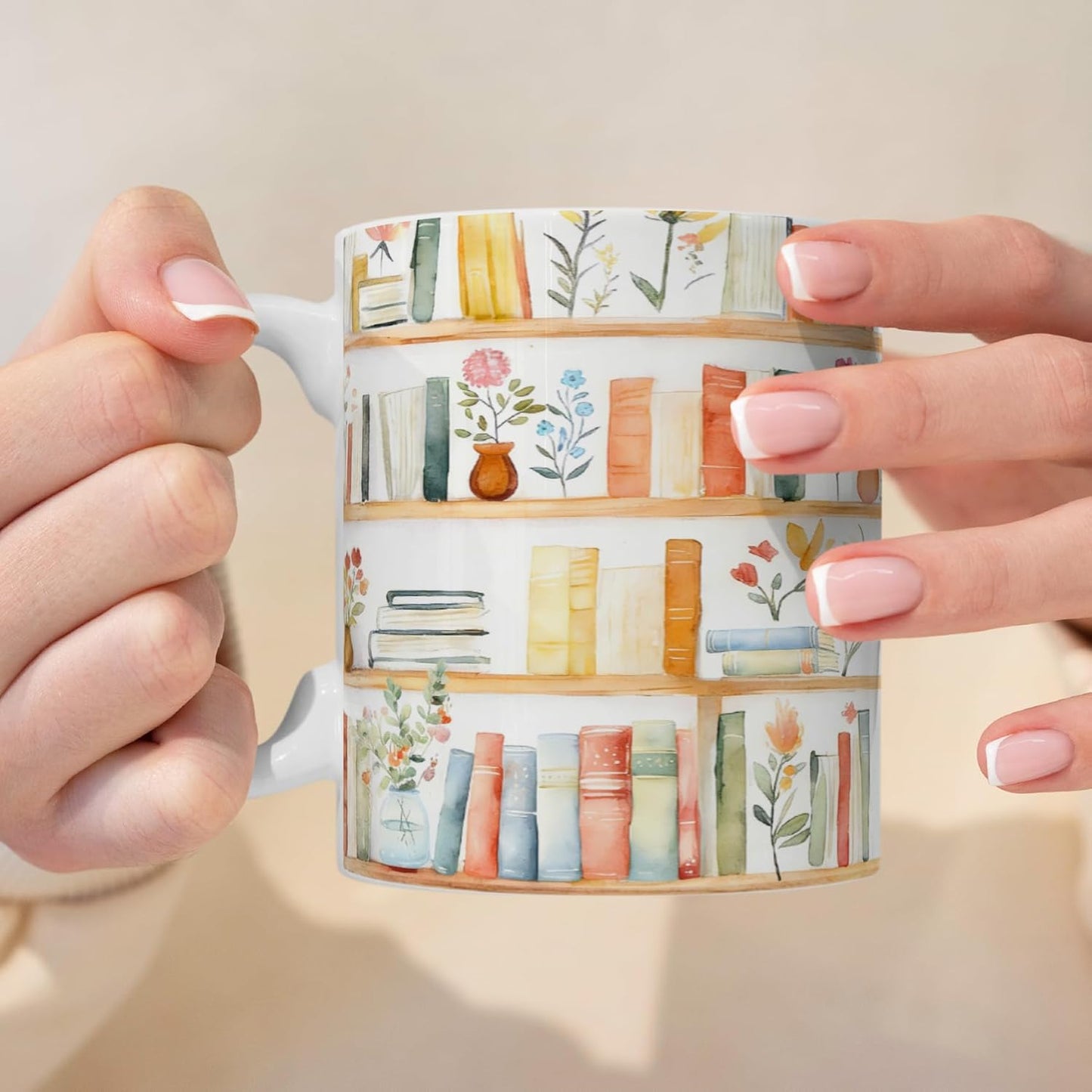Book Mug Gifts for Books Lovers, mug Gift for book Lover Women, Bookish mugs with Floral Bookshelf Design, reading Mugs gift for BookWorm Librarian Reader on Birthday, Reading Themed Coffee mug-18