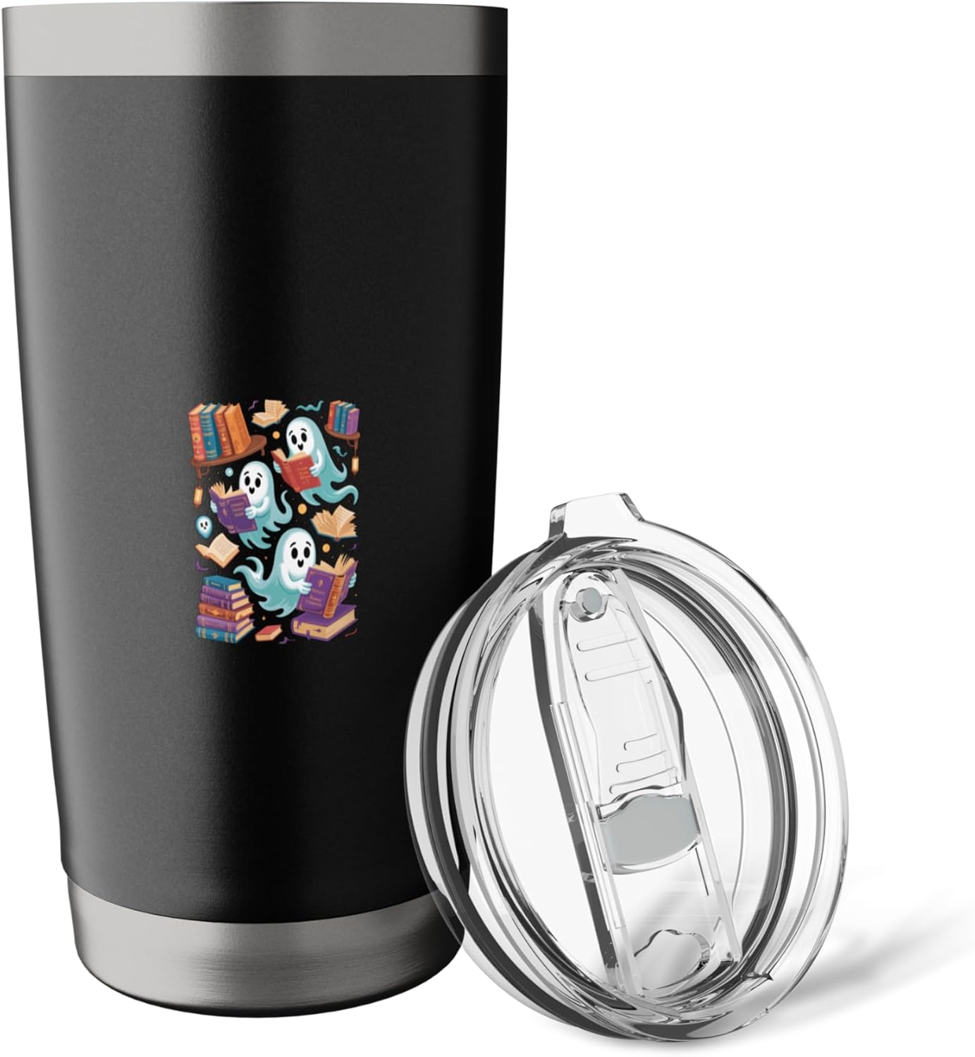 Bookish Ghosts Bookshelf Botanical Scene Stainless Steel Insulated Tumbler